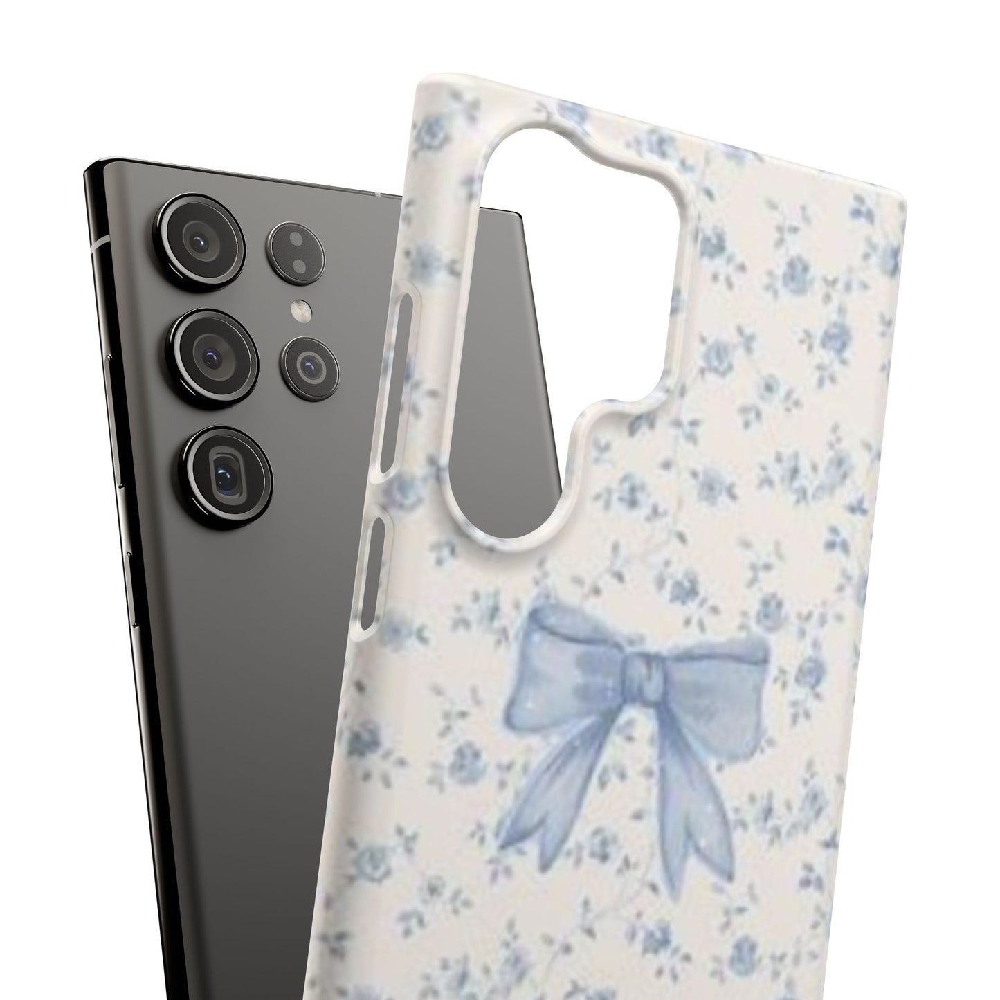 blue flowers and bow phone case