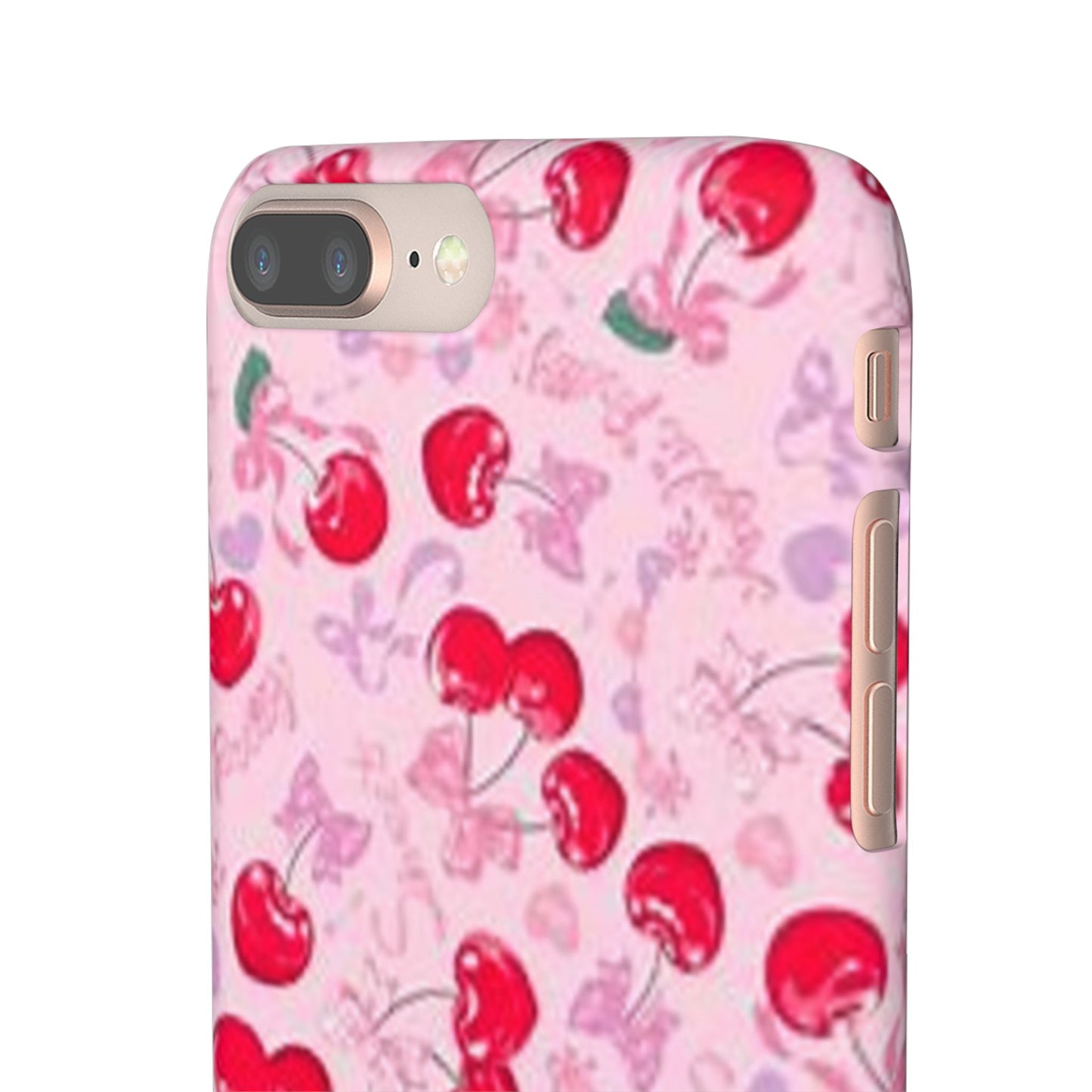 pink bow tied cherry pattern phone case