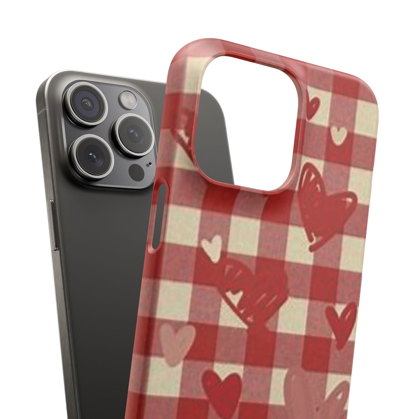 red plaid hearts phone case