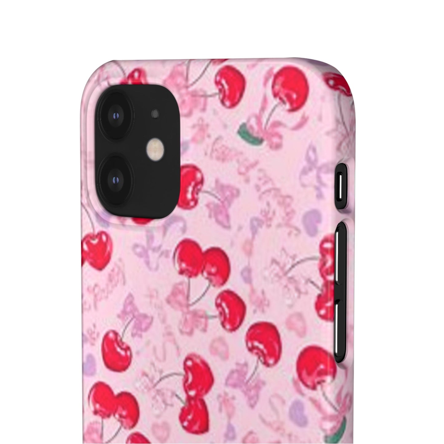 pink bow tied cherry pattern phone case