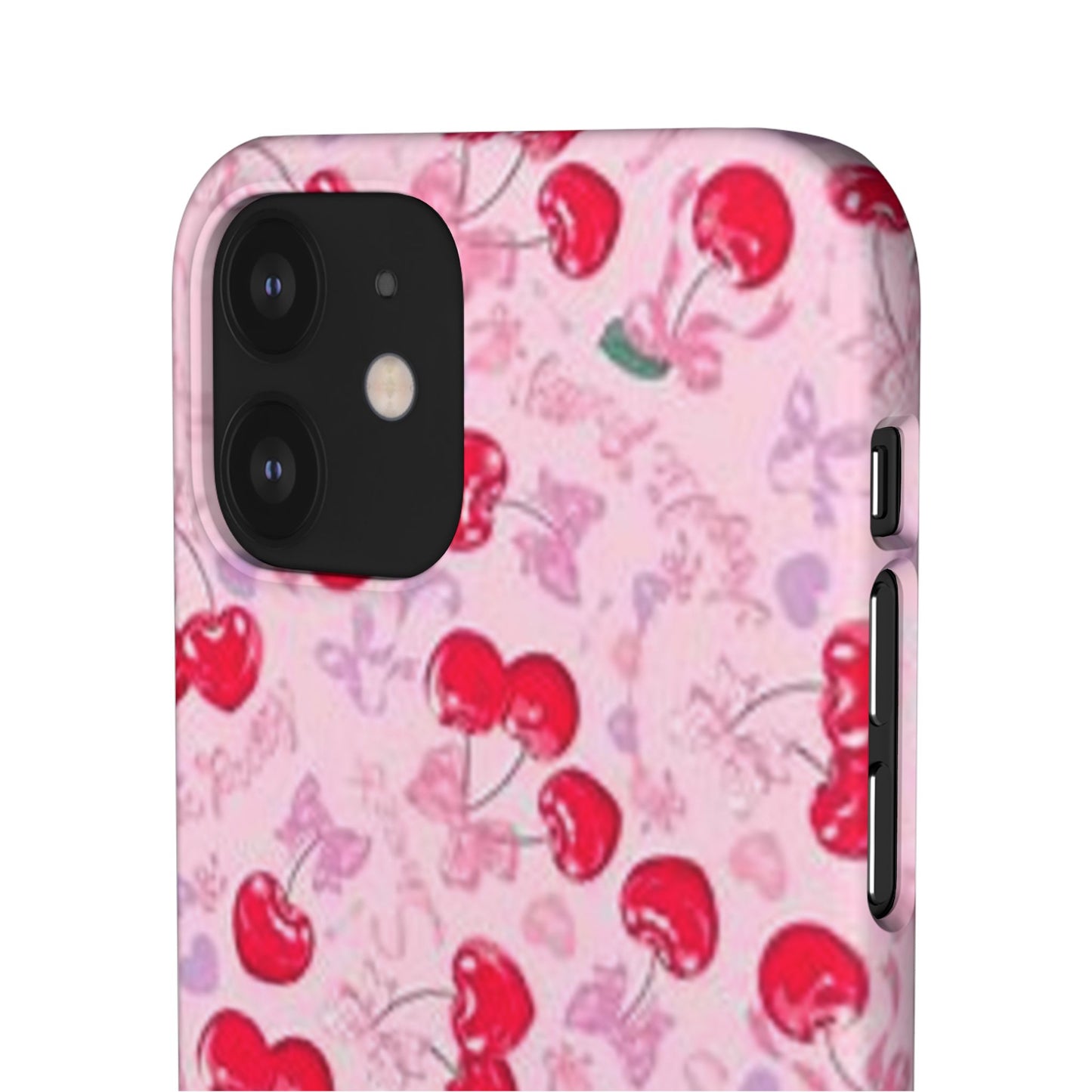 pink bow tied cherry pattern phone case