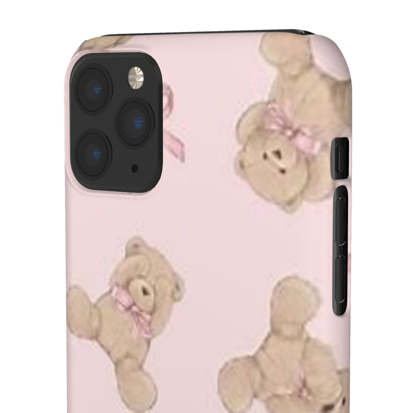 pink background teddy bear phone case