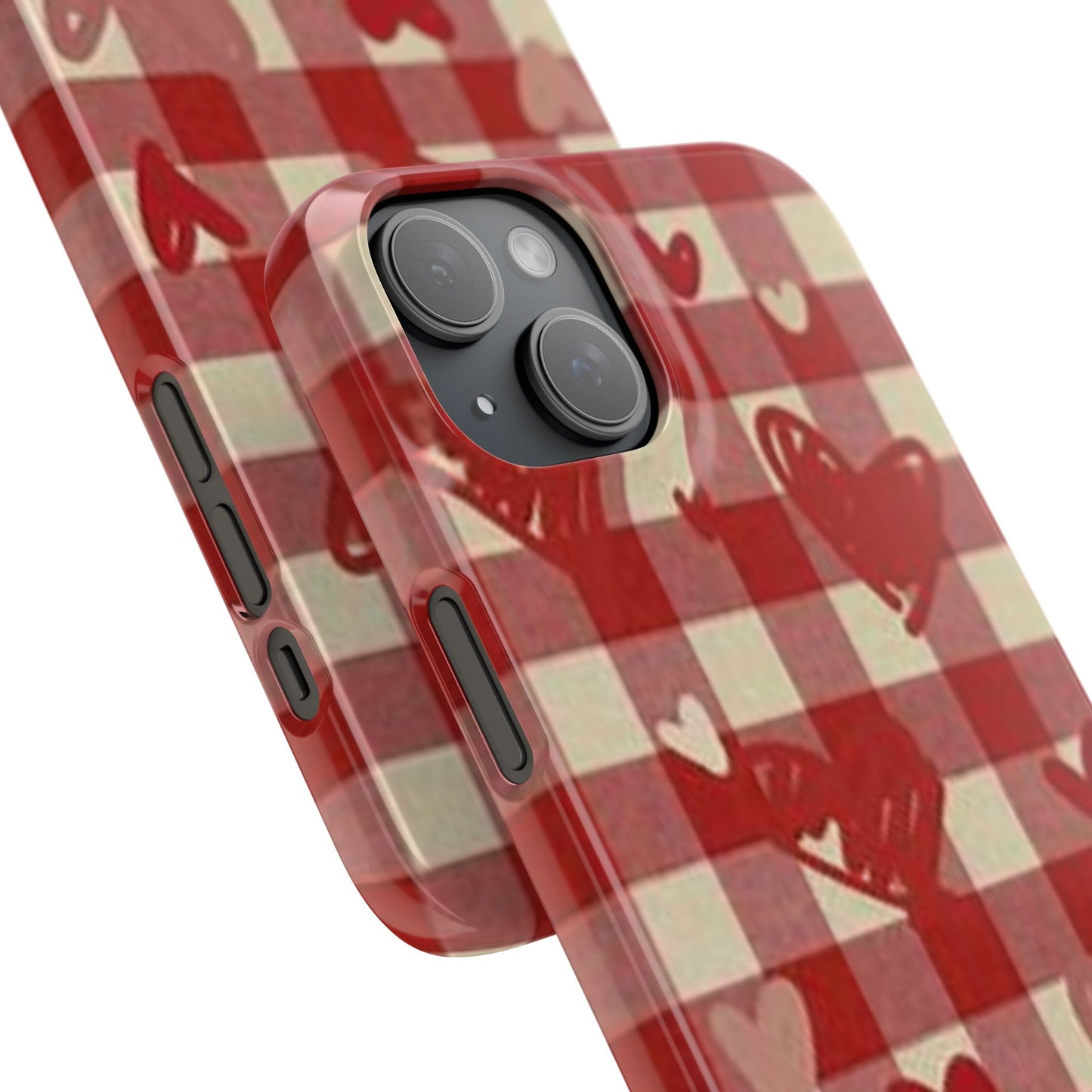 red plaid hearts phone case