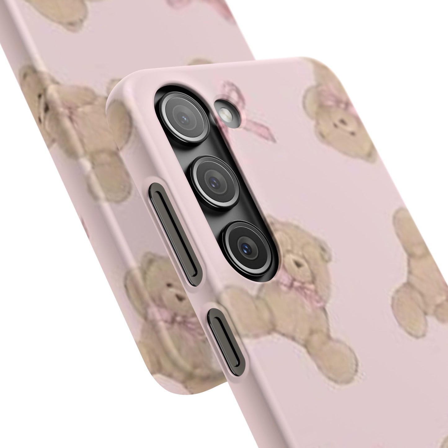 pink background teddy bear phone case