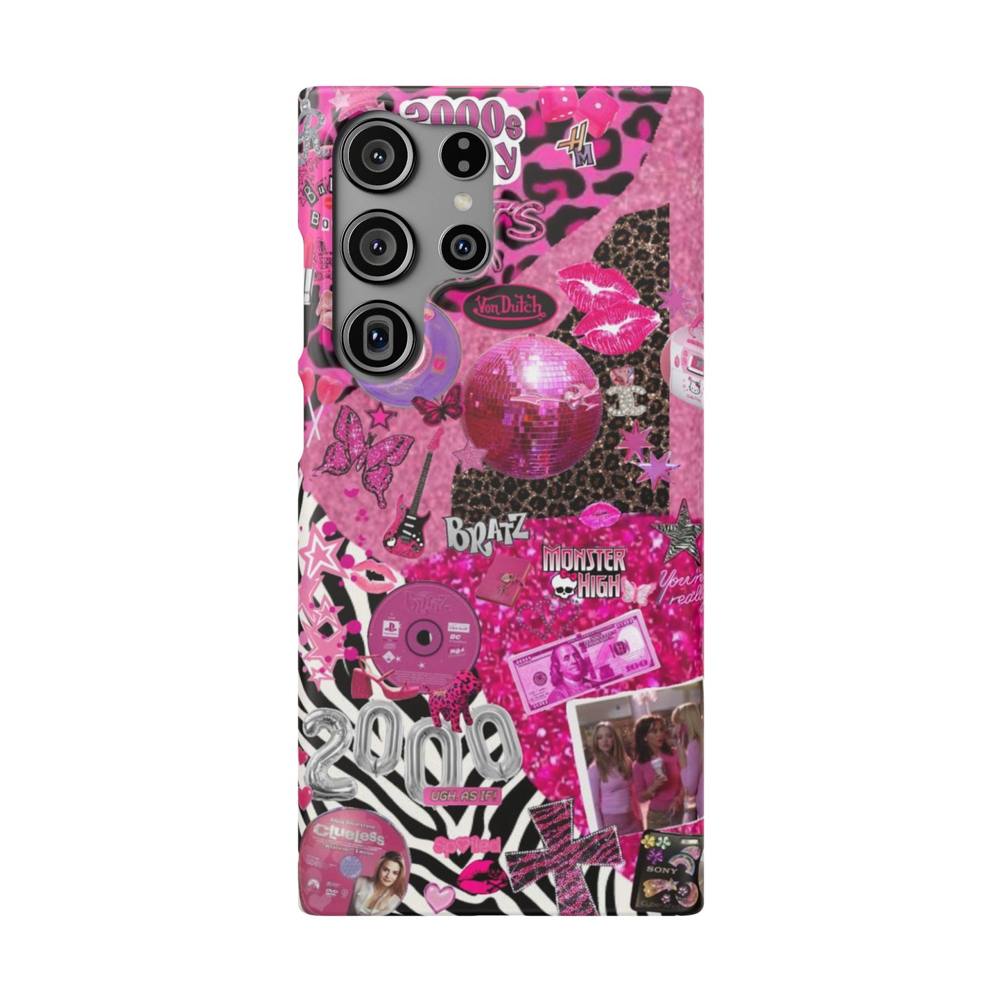 y2k trashy pink phone case