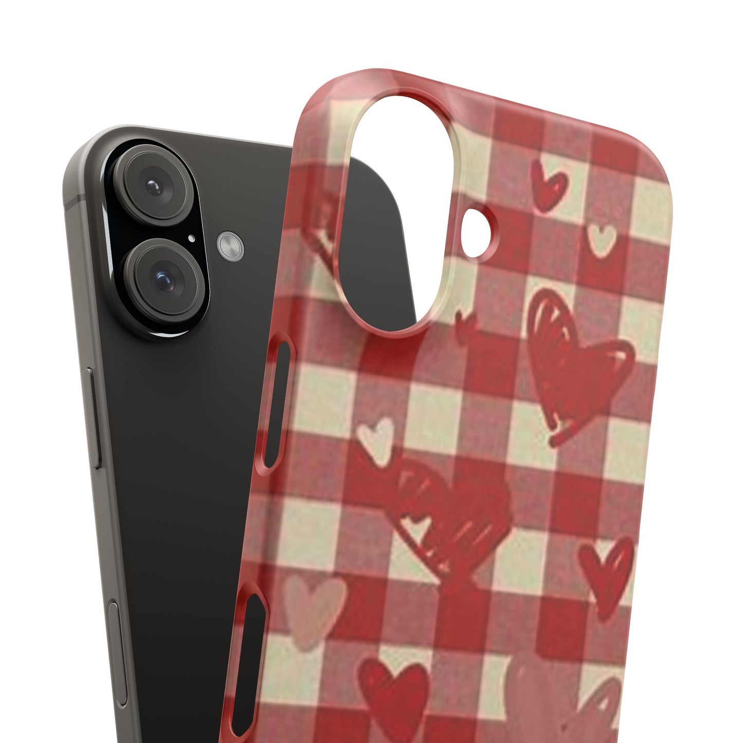 red plaid hearts phone case