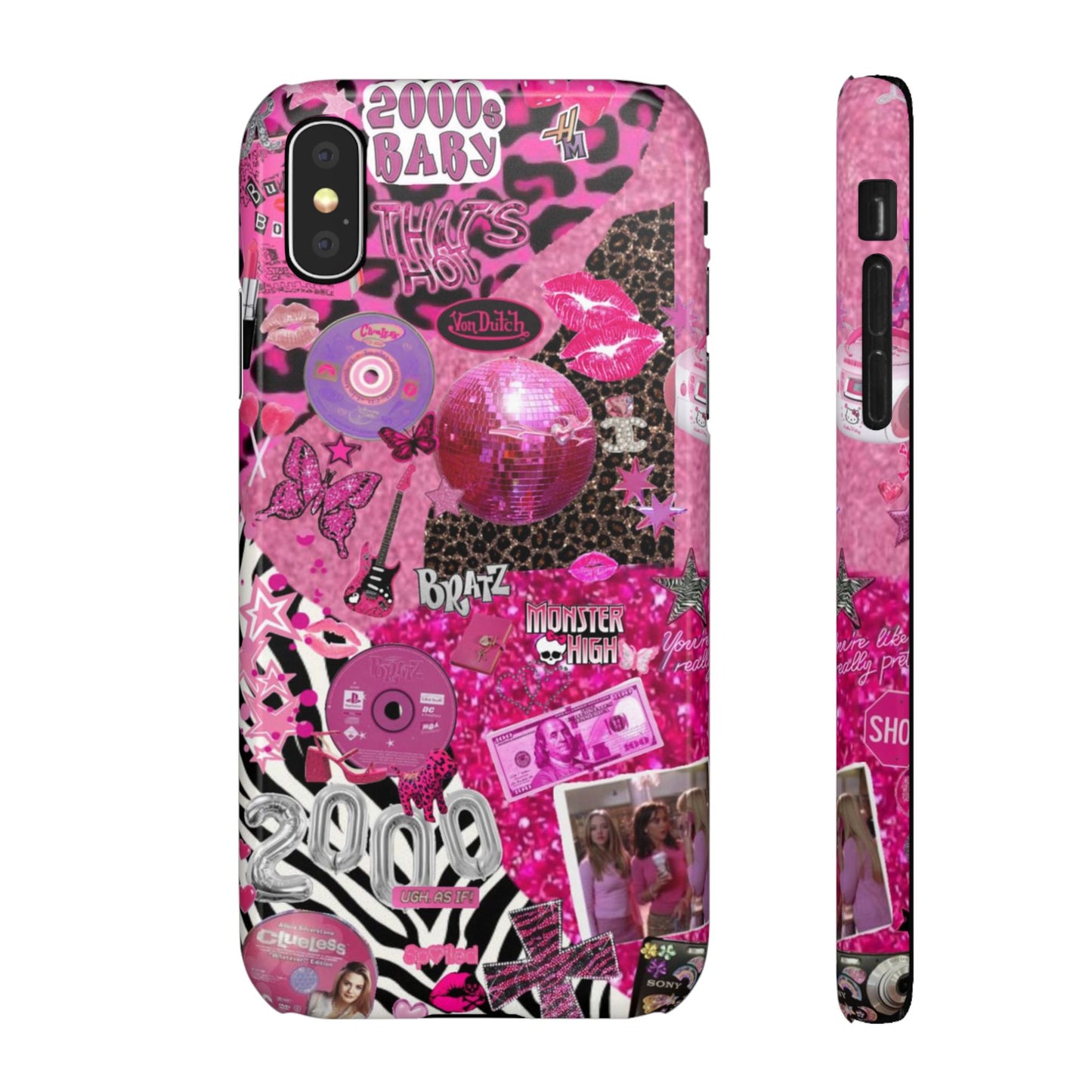 y2k trashy pink phone case