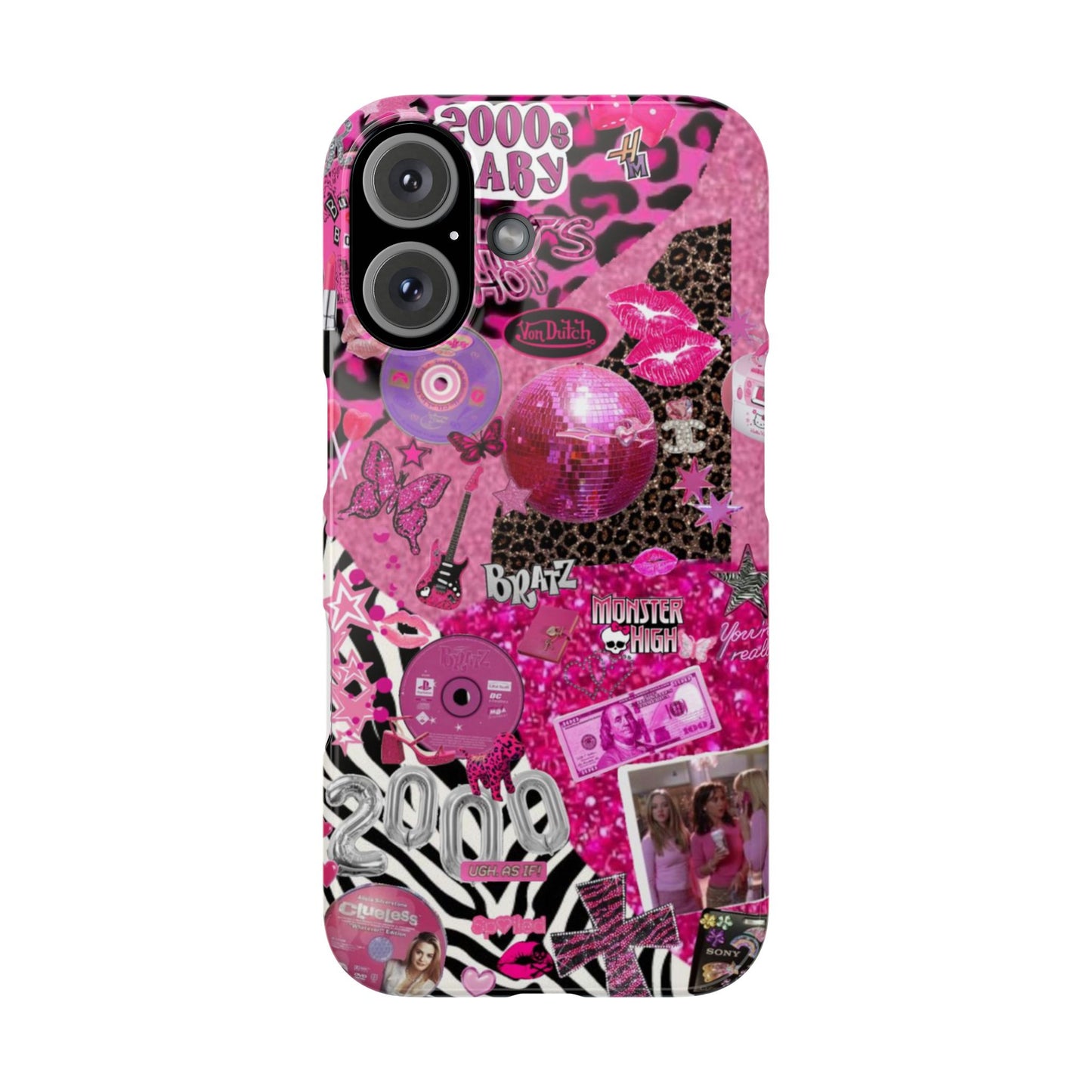 y2k trashy pink phone case