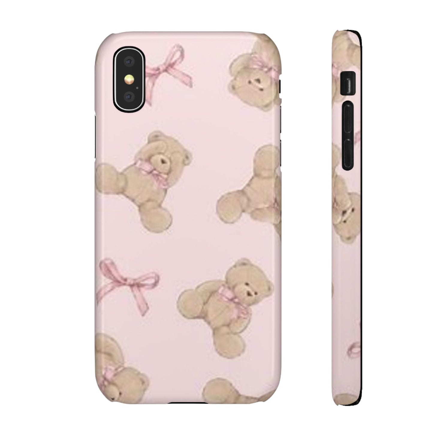 pink background teddy bear phone case