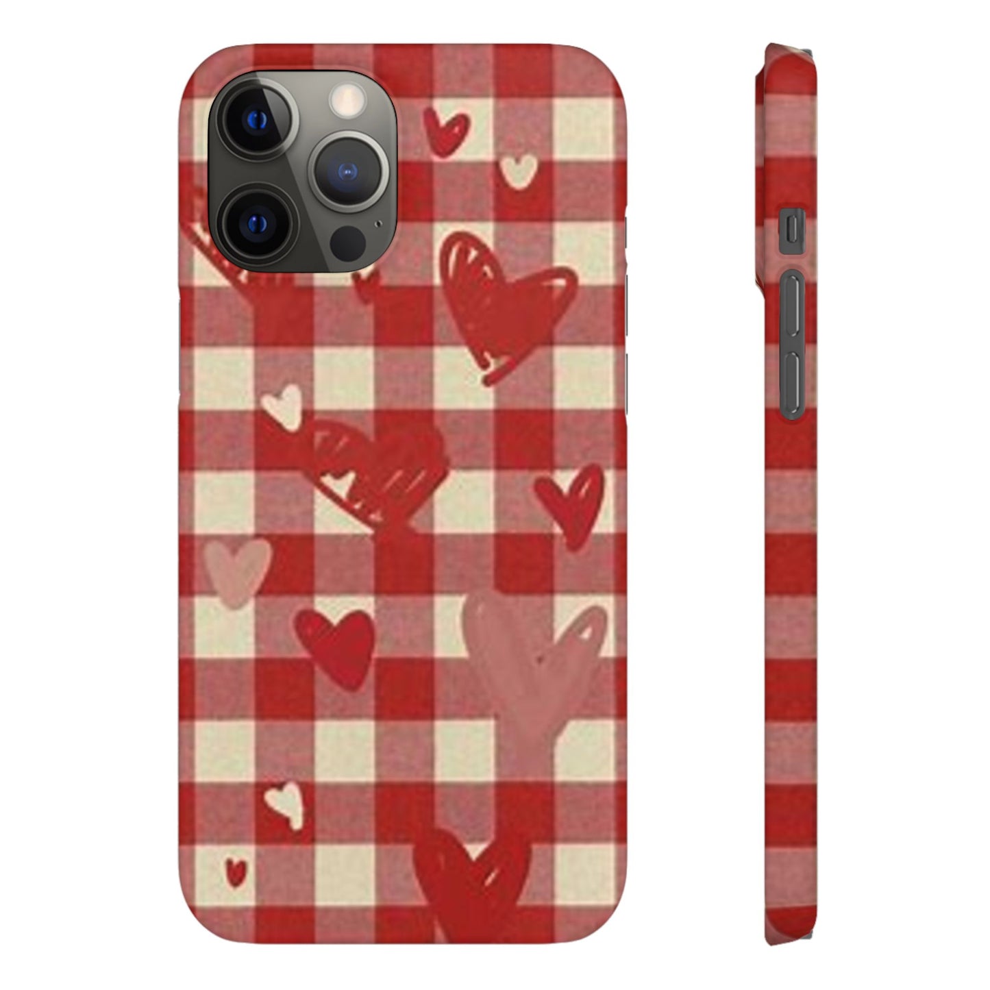 red plaid hearts phone case