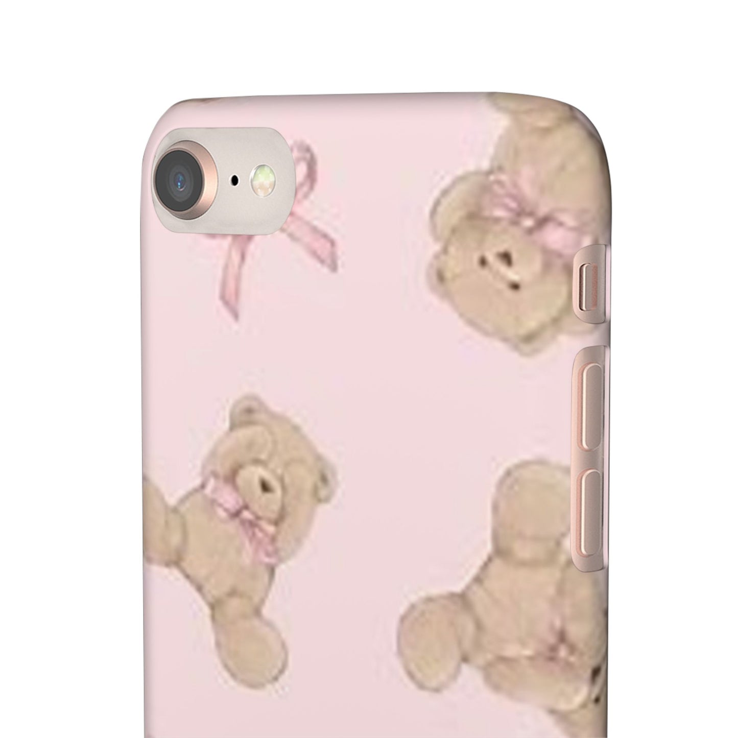 pink background teddy bear phone case