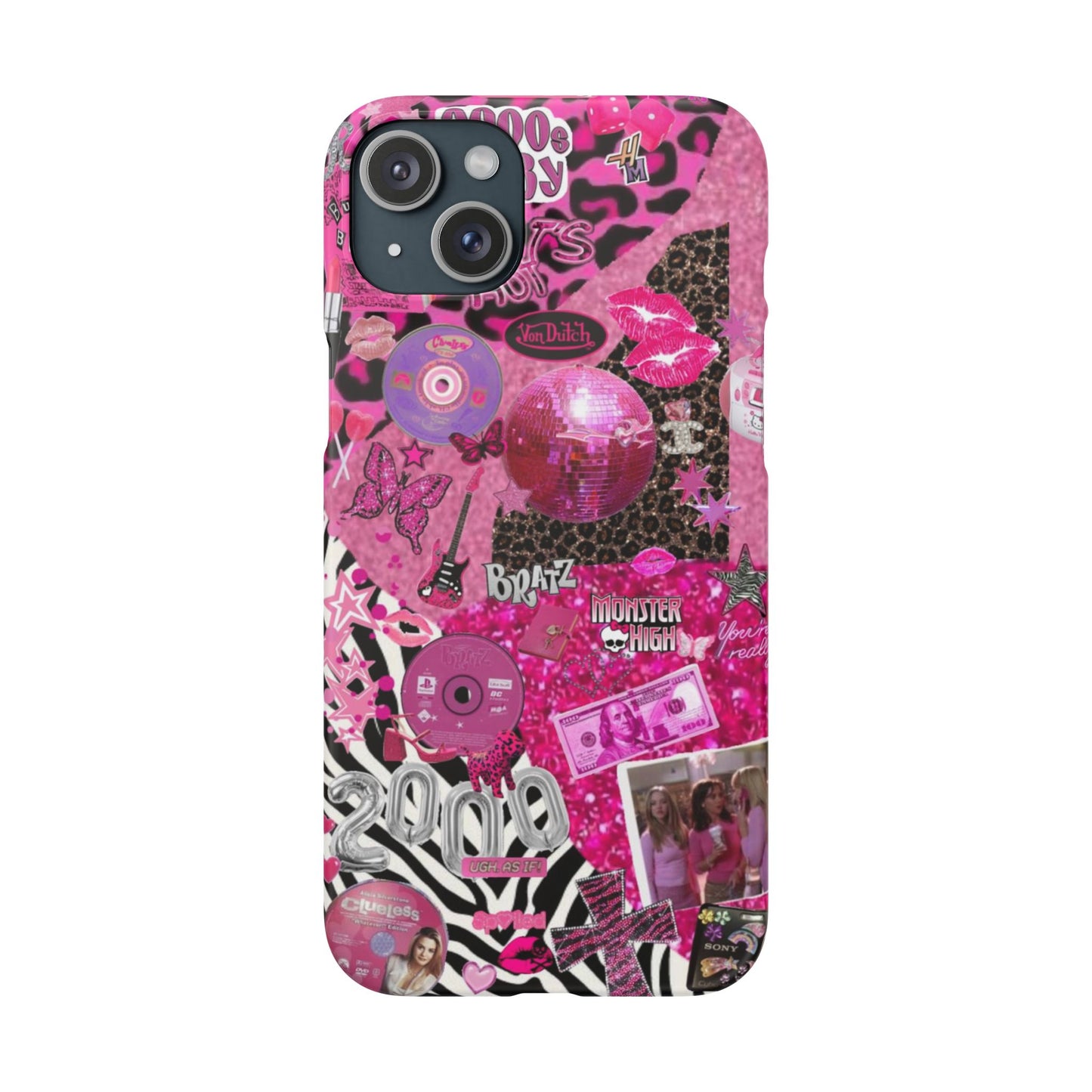 y2k trashy pink phone case