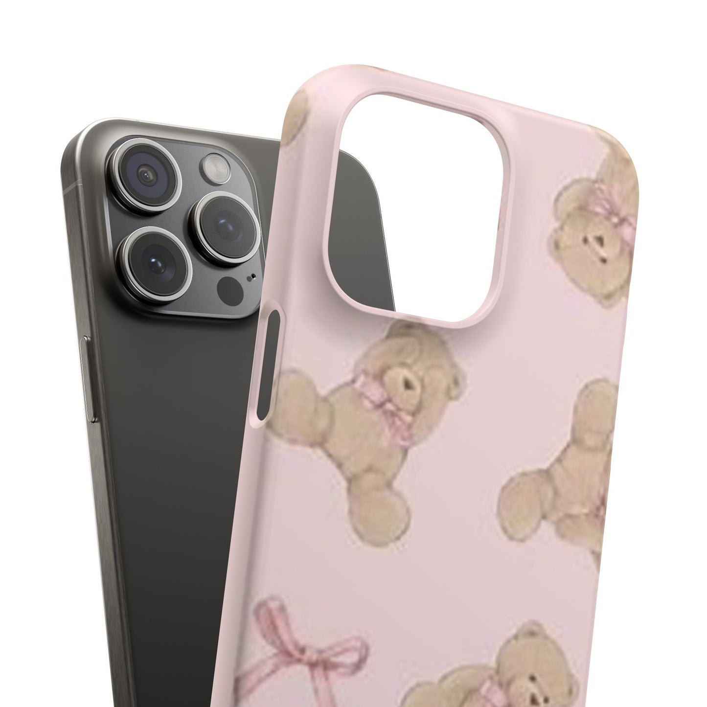 pink background teddy bear phone case