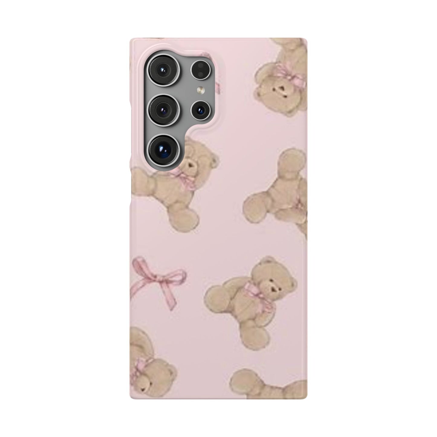 pink background teddy bear phone case