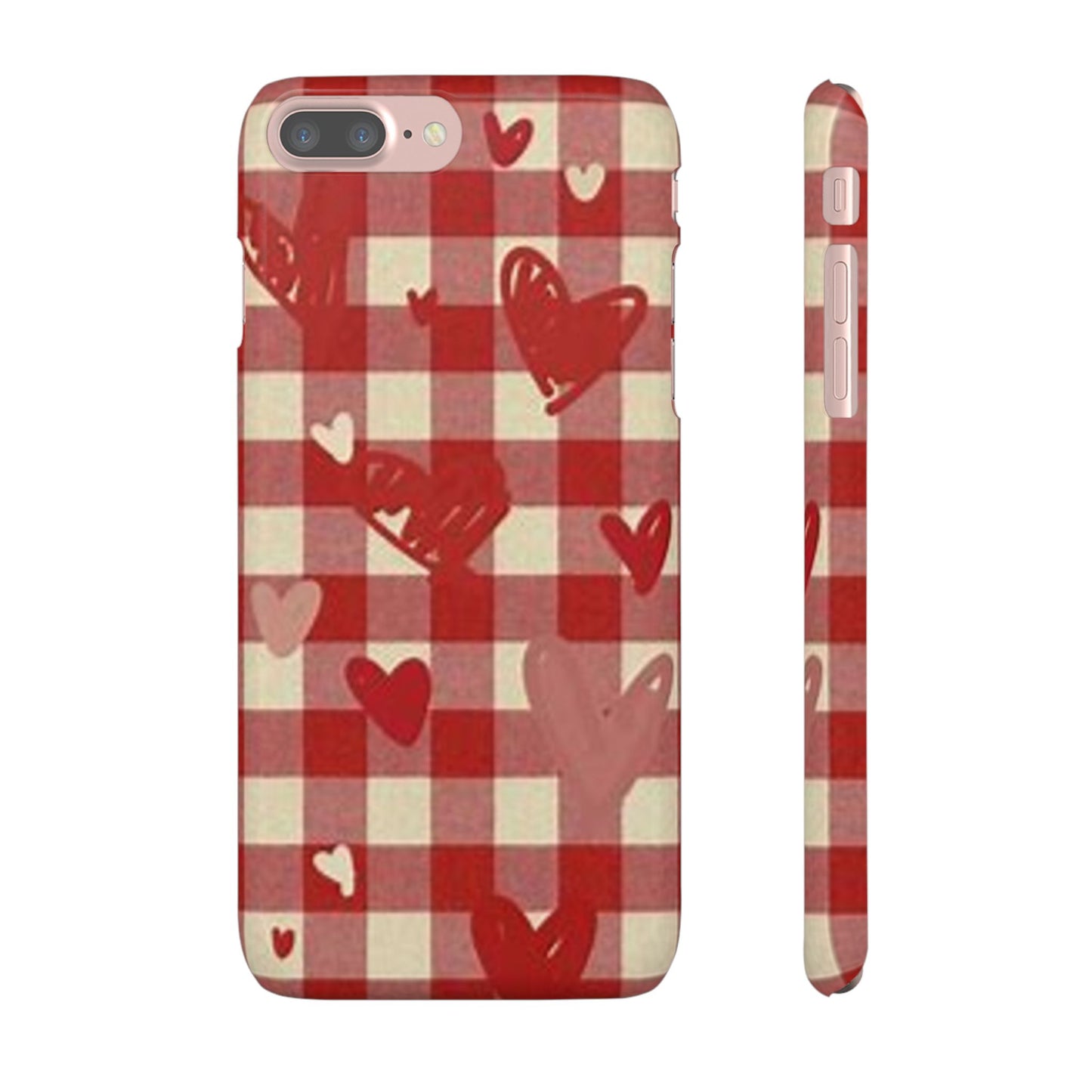 red plaid hearts phone case