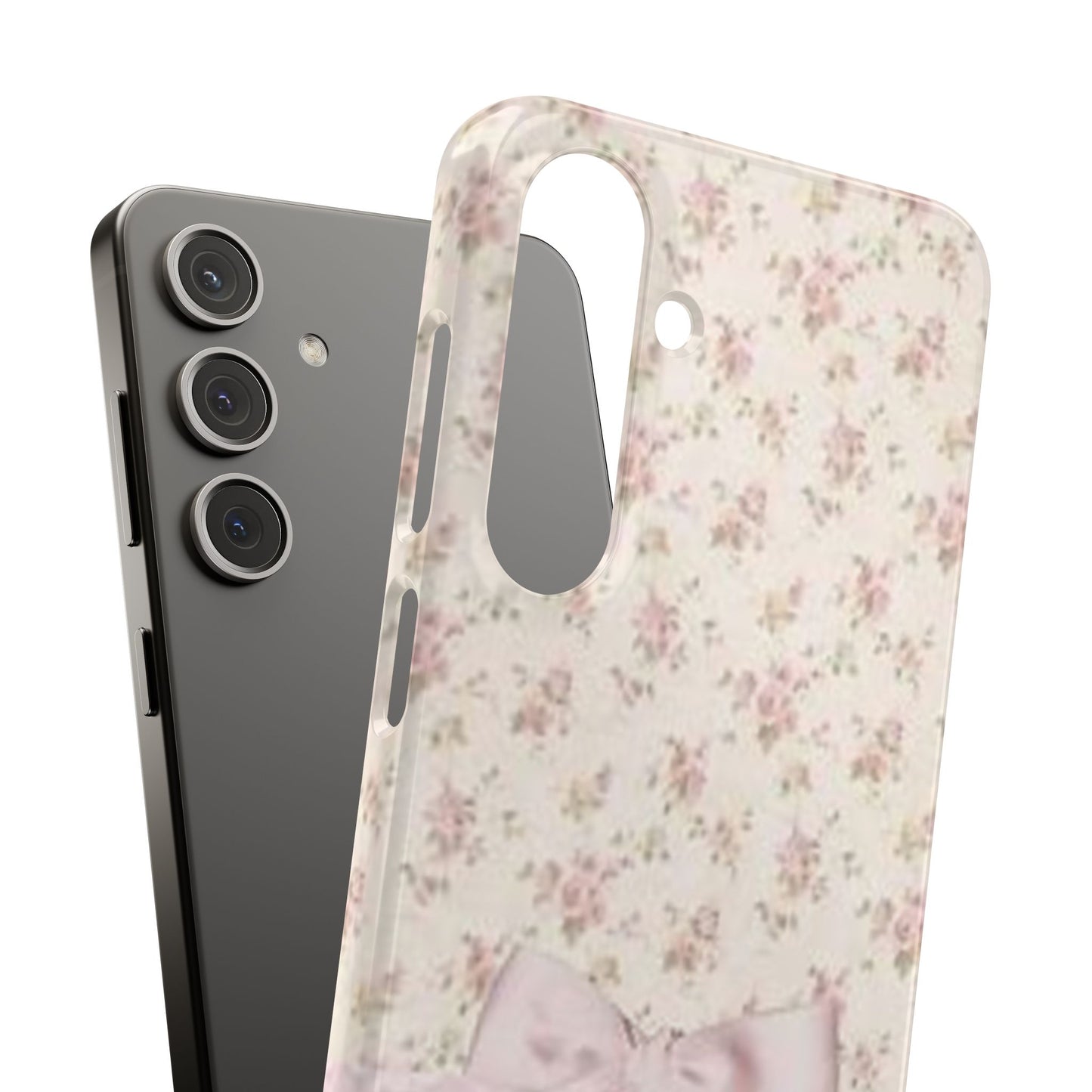 pink flower lace bow phone case