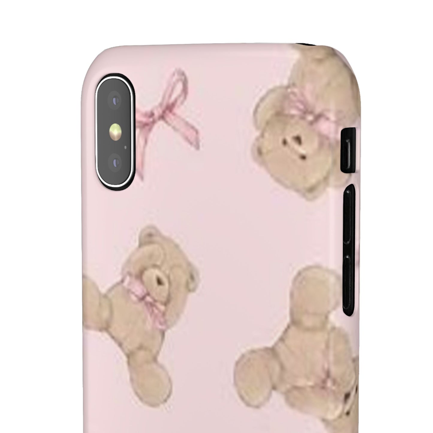 pink background teddy bear phone case