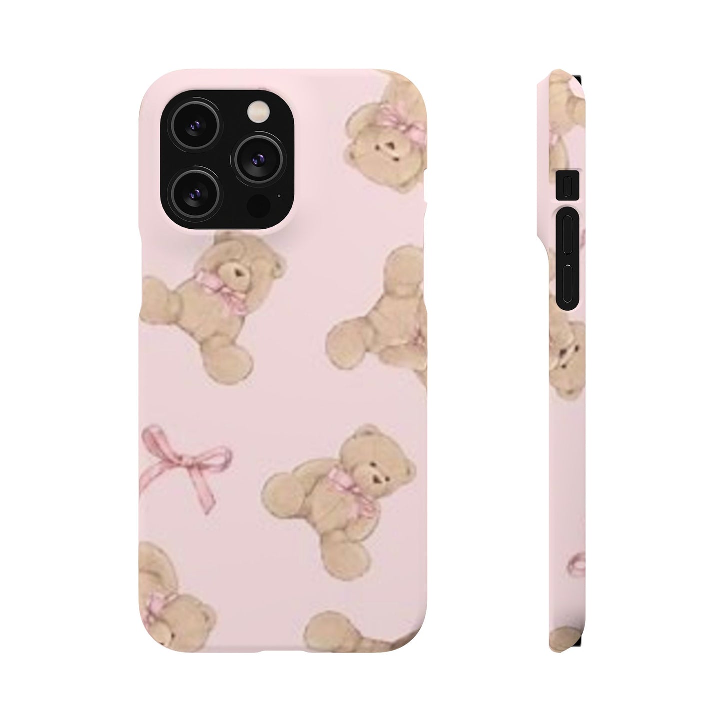 pink background teddy bear phone case