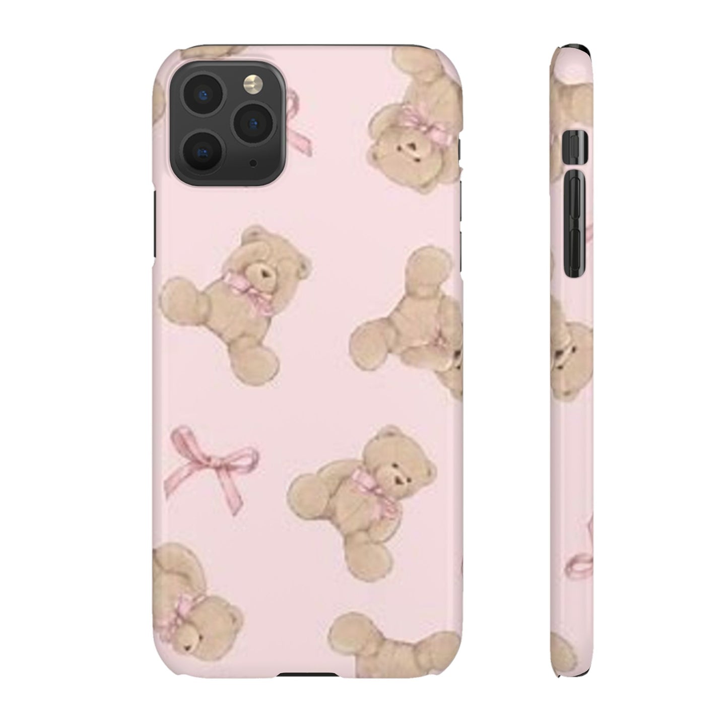 pink background teddy bear phone case