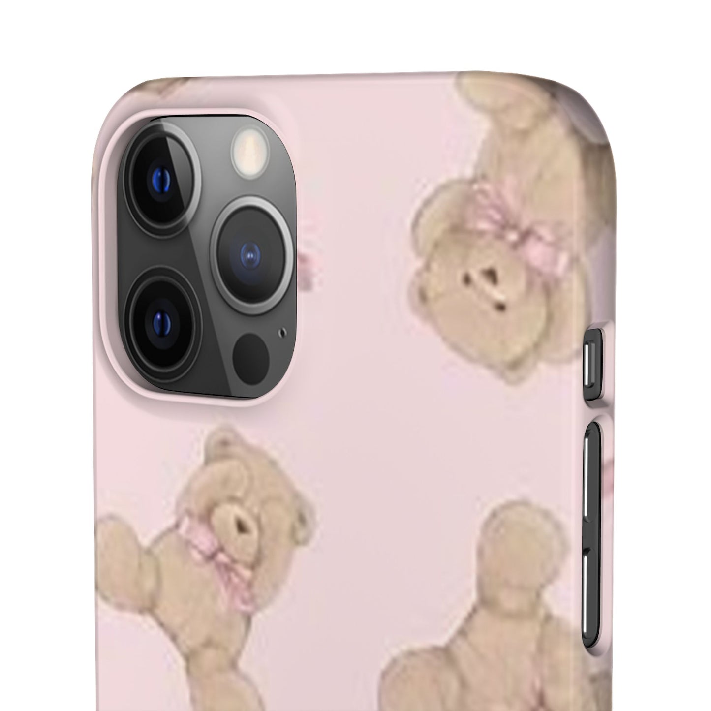 pink background teddy bear phone case