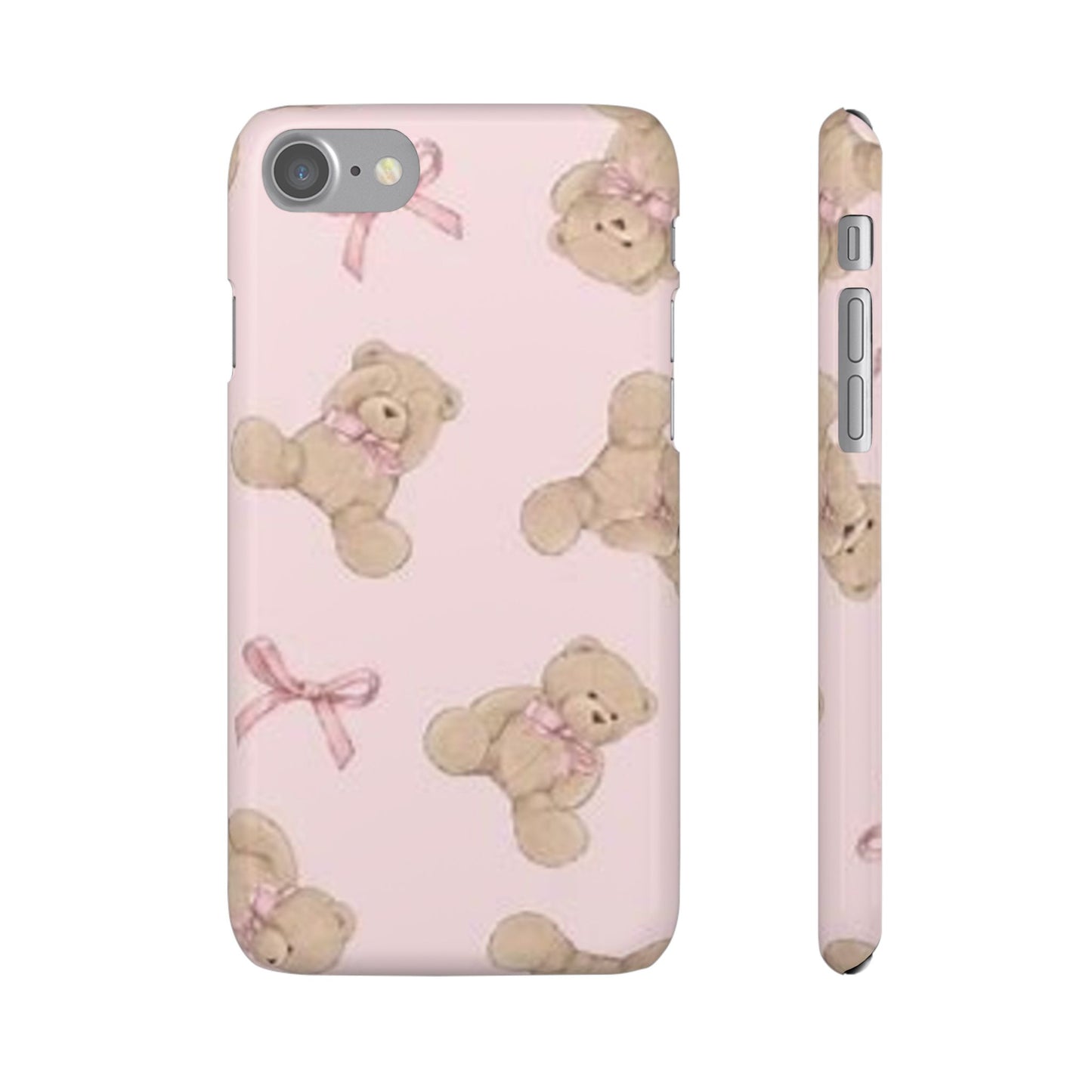 pink background teddy bear phone case