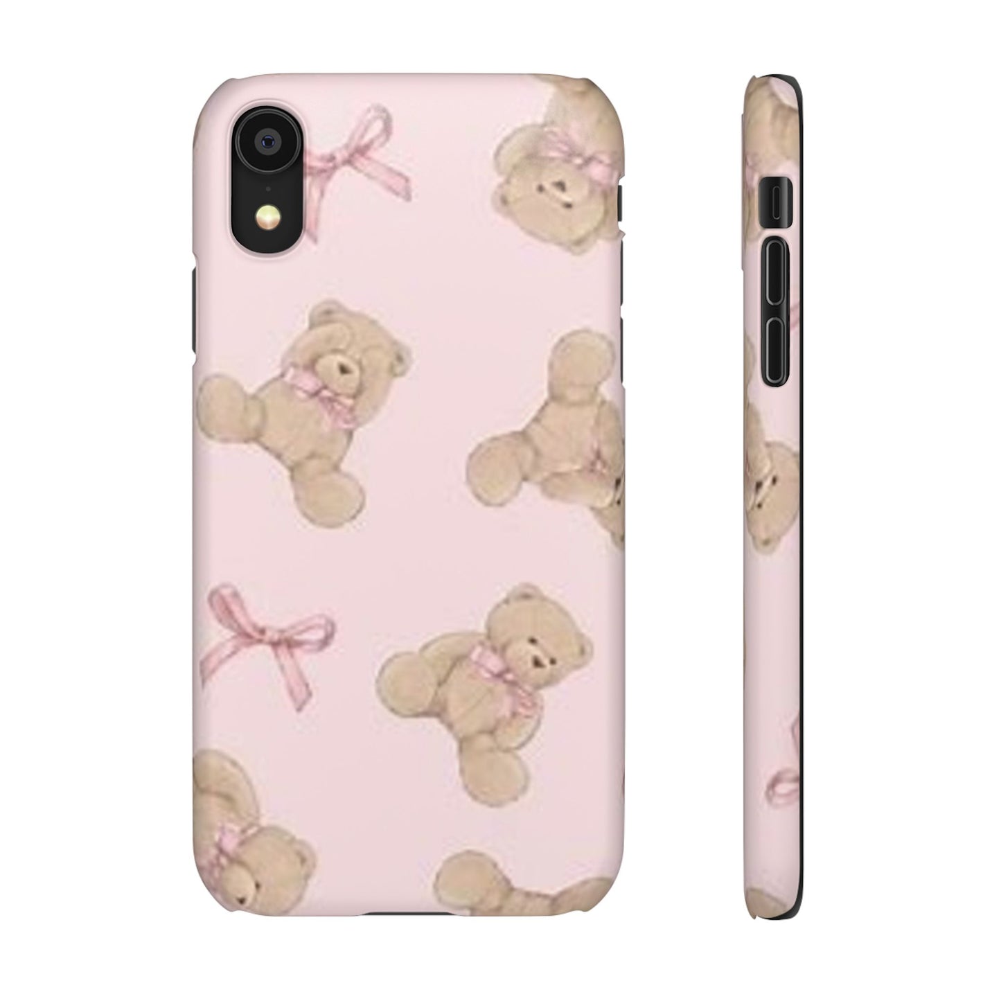 pink background teddy bear phone case