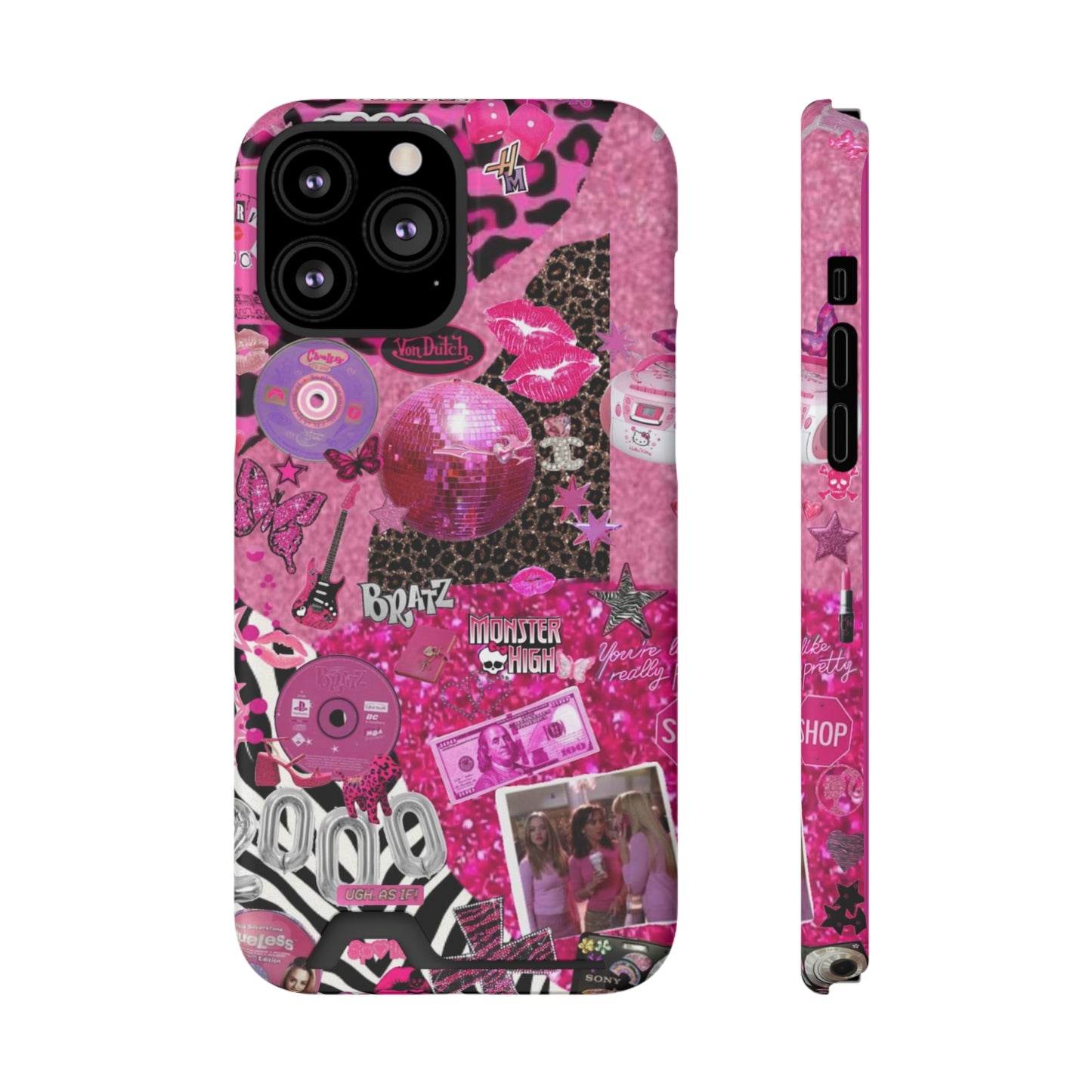 pink trashy Y2K Phone Case With Card Holder