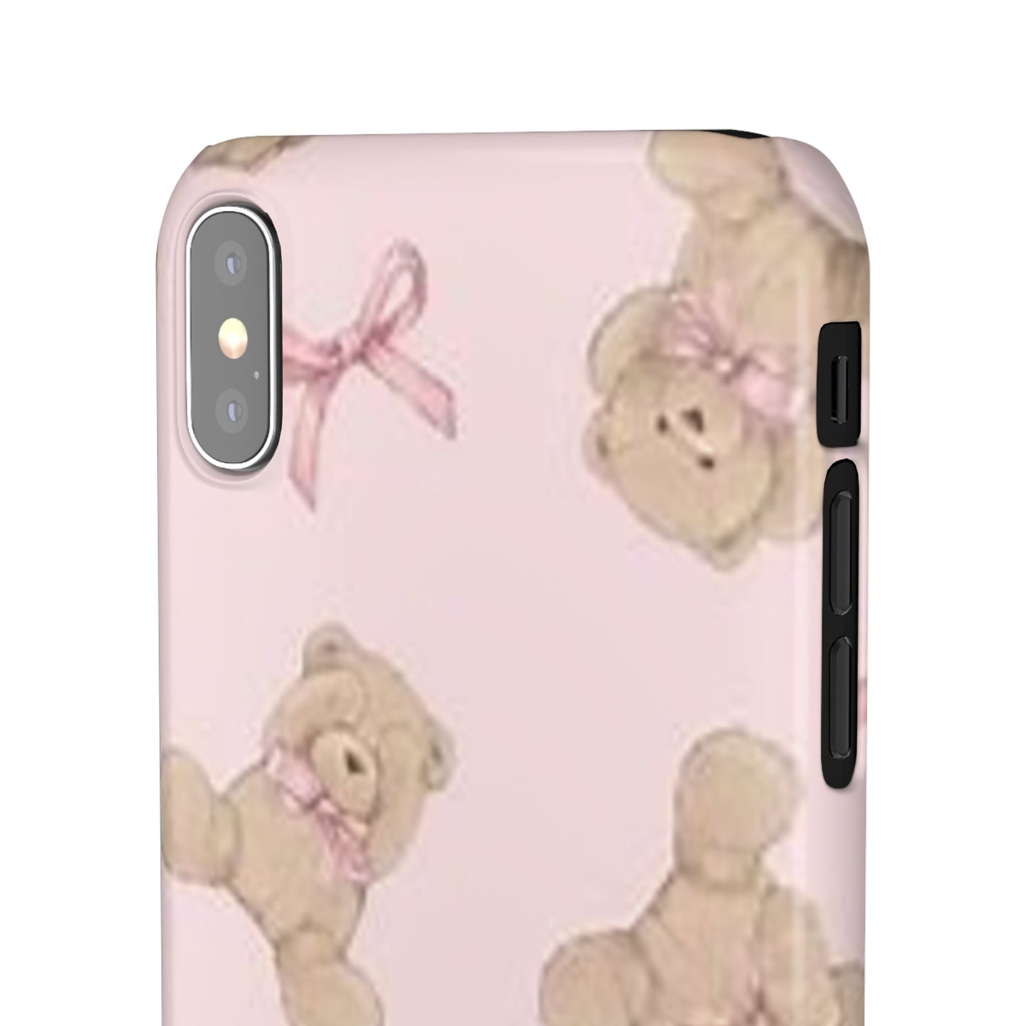 pink background teddy bear phone case