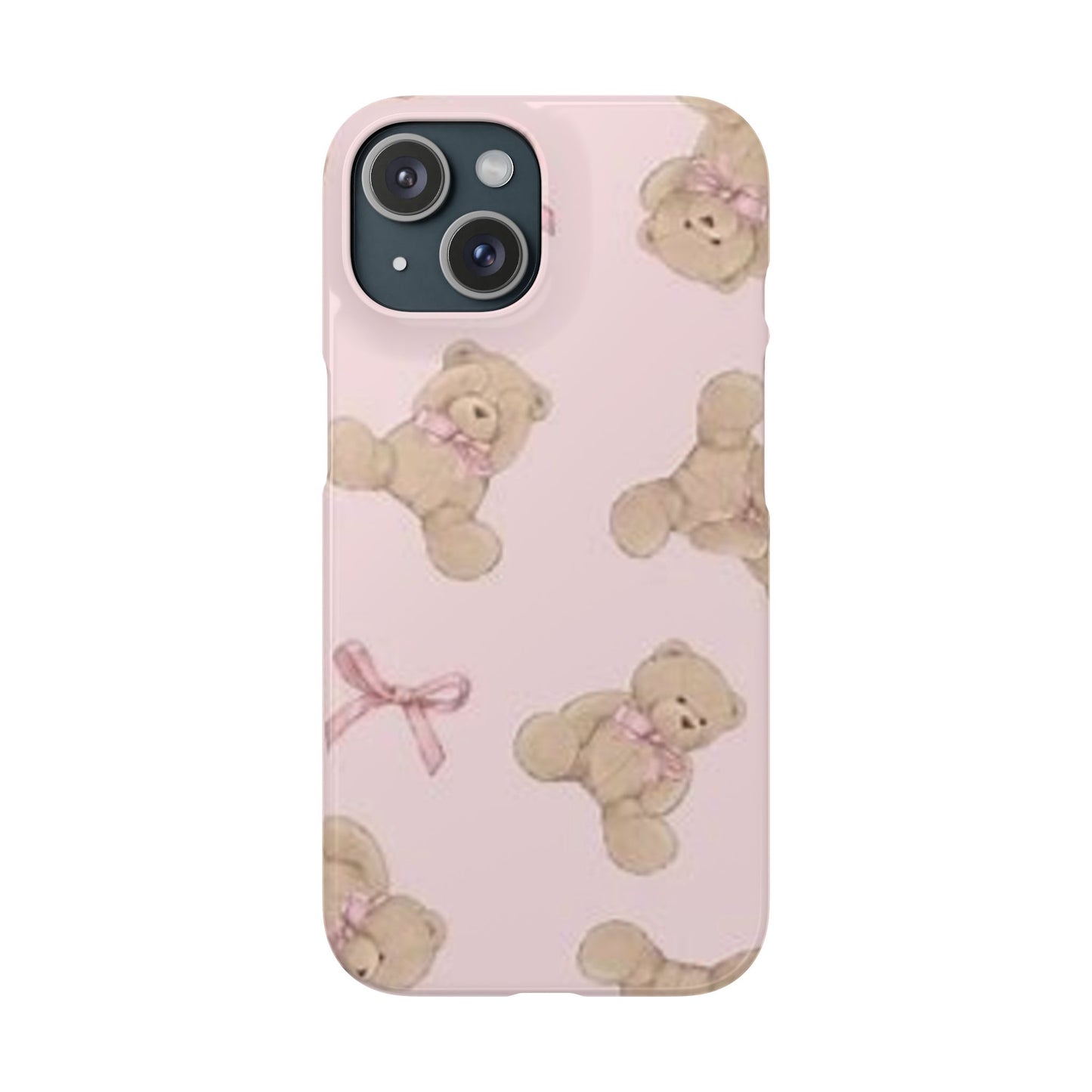 pink background teddy bear phone case