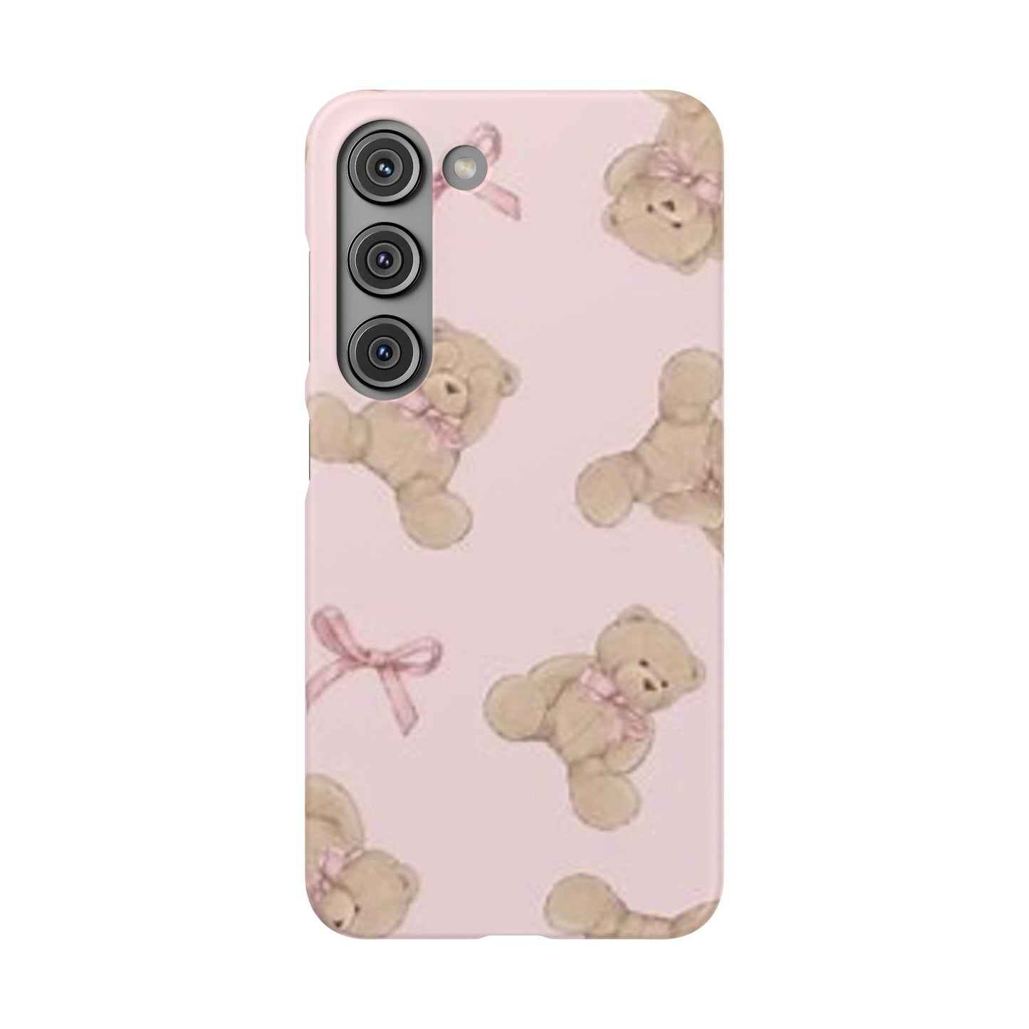 pink background teddy bear phone case