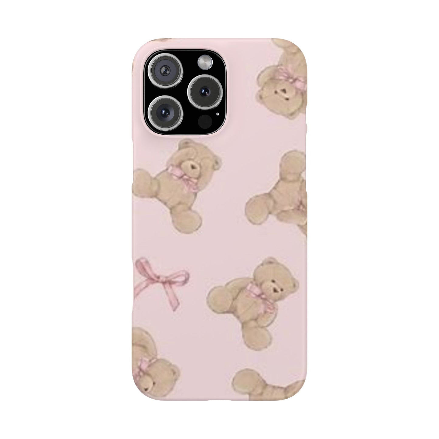 pink background teddy bear phone case