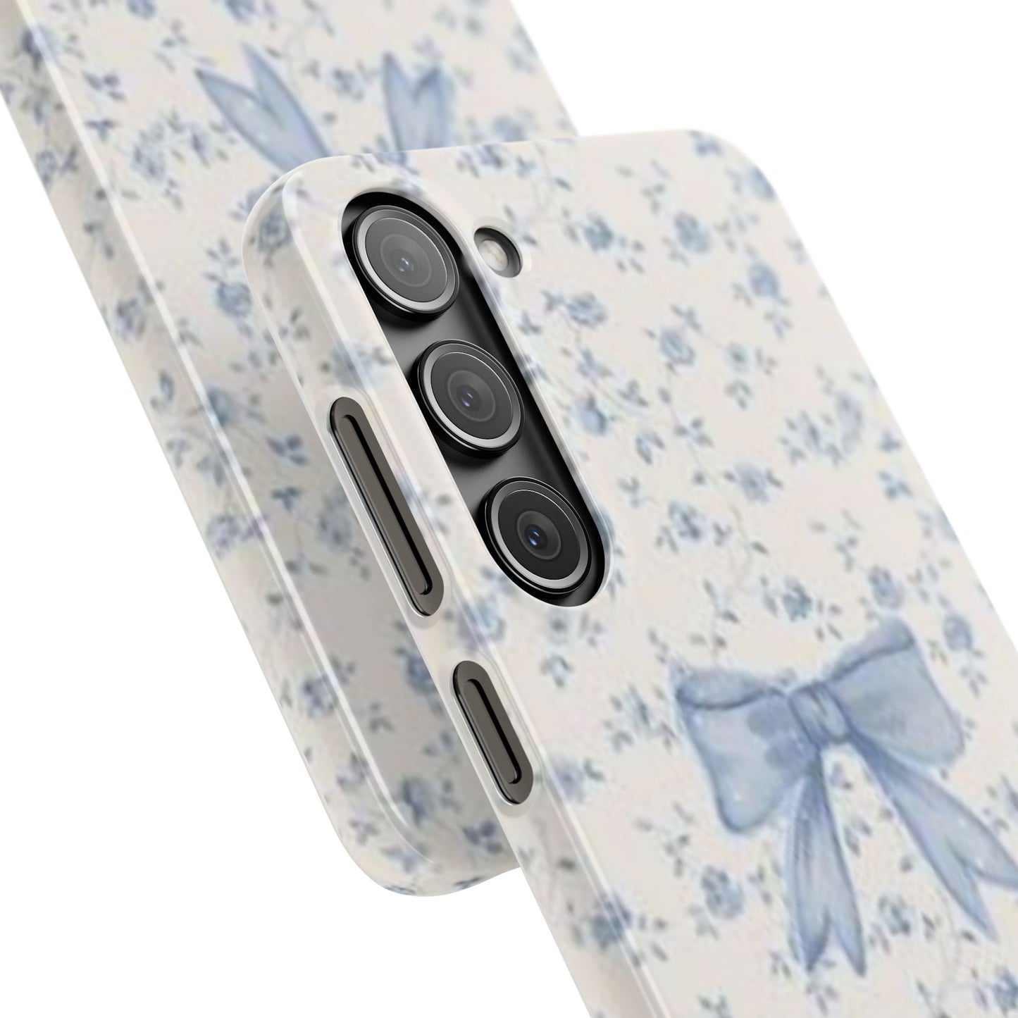 blue flowers and bow phone case