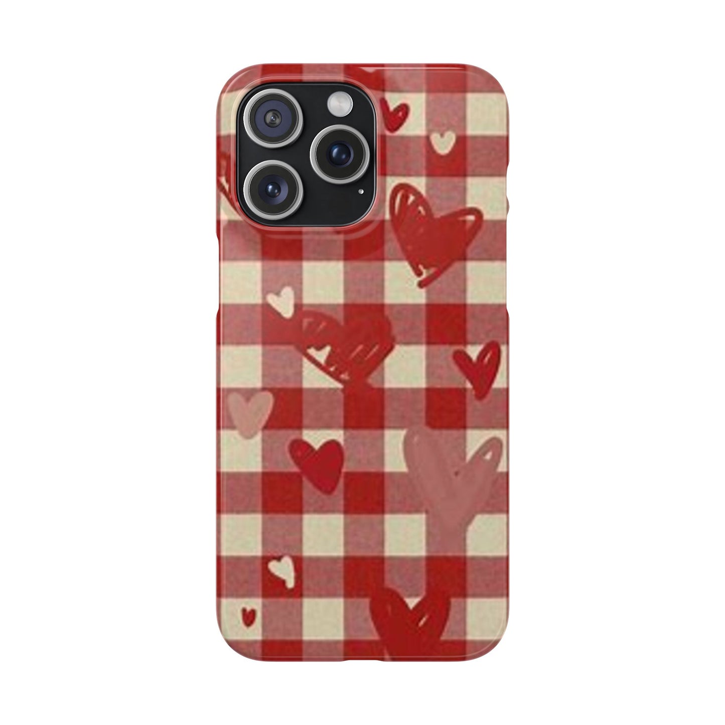 red plaid hearts phone case