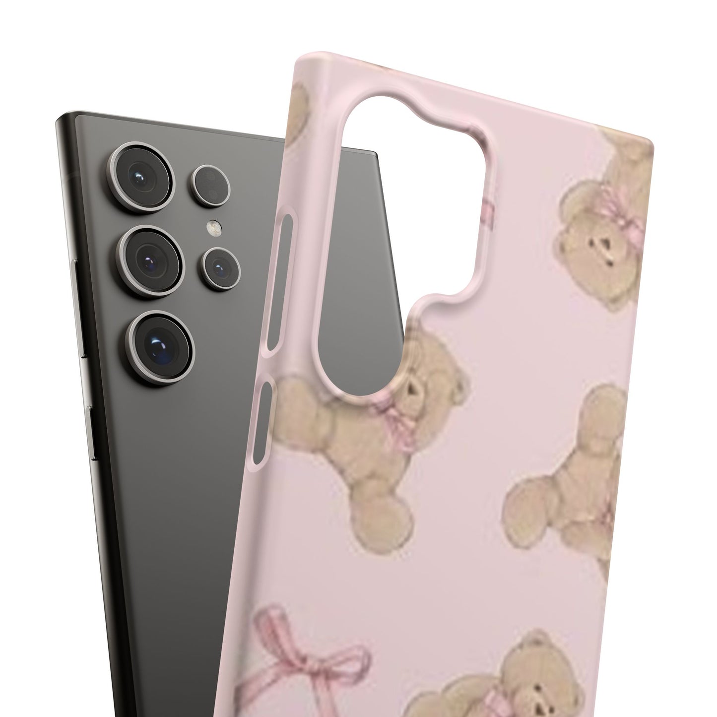 pink background teddy bear phone case