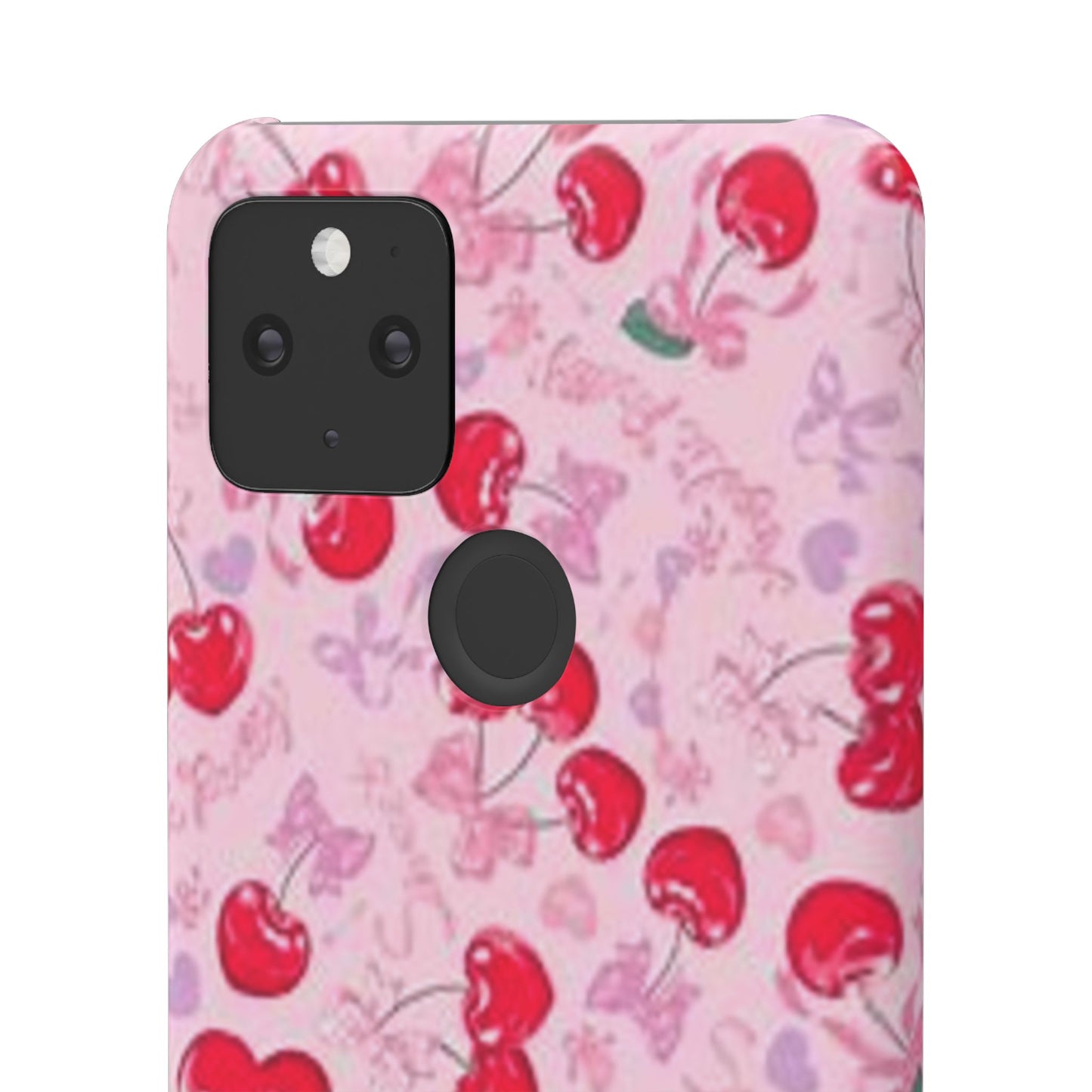 pink bow tied cherry pattern phone case