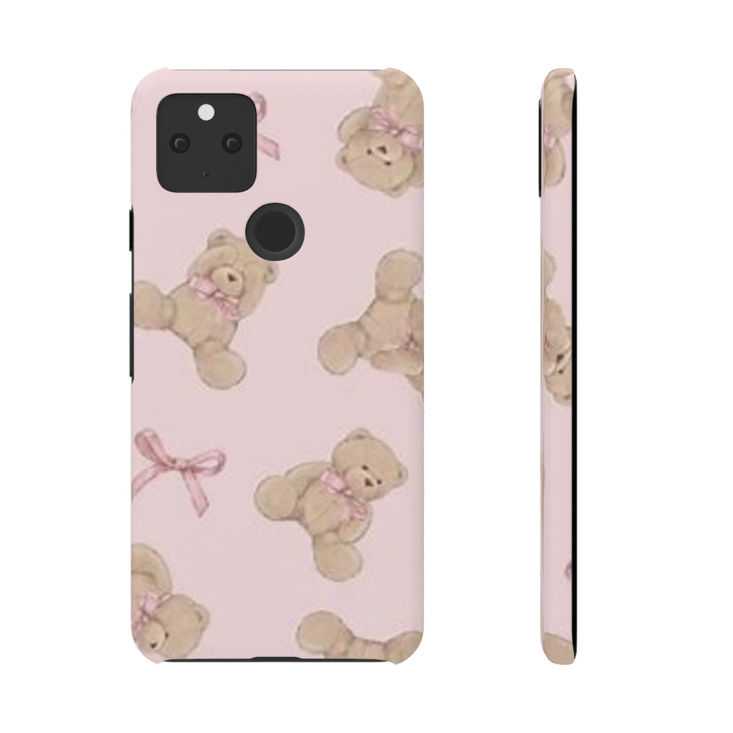 pink background teddy bear phone case