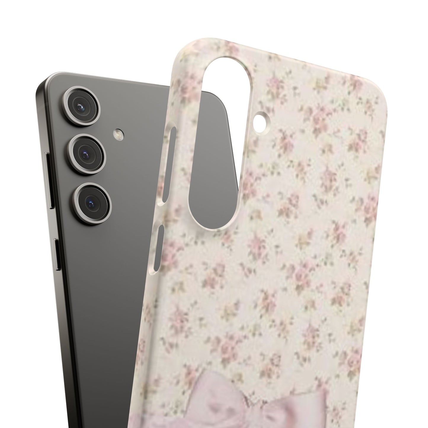 pink flower lace bow phone case