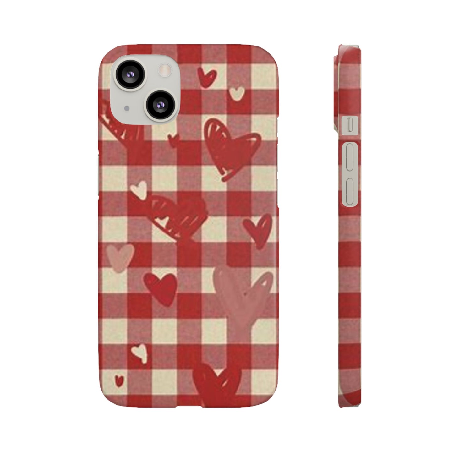 red plaid hearts phone case