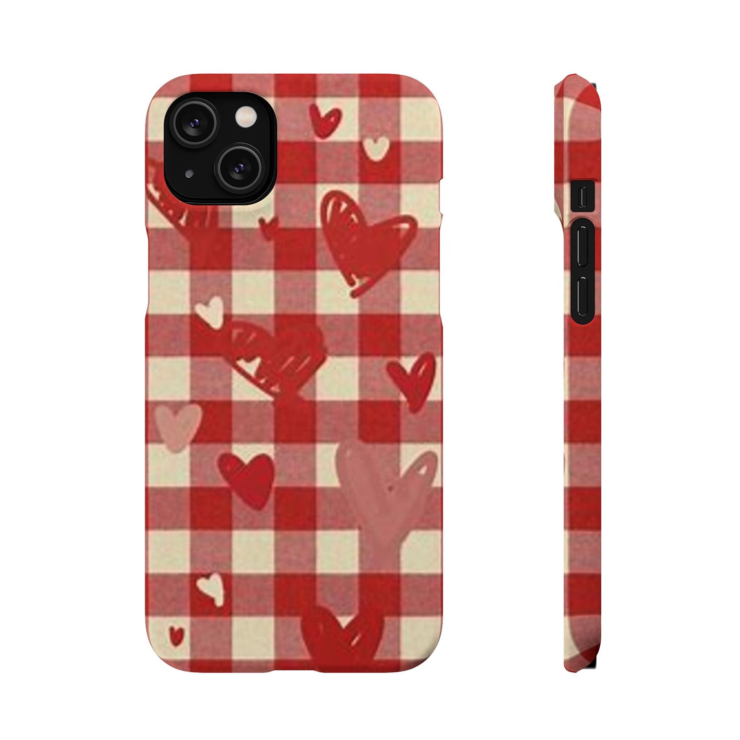 red plaid hearts phone case