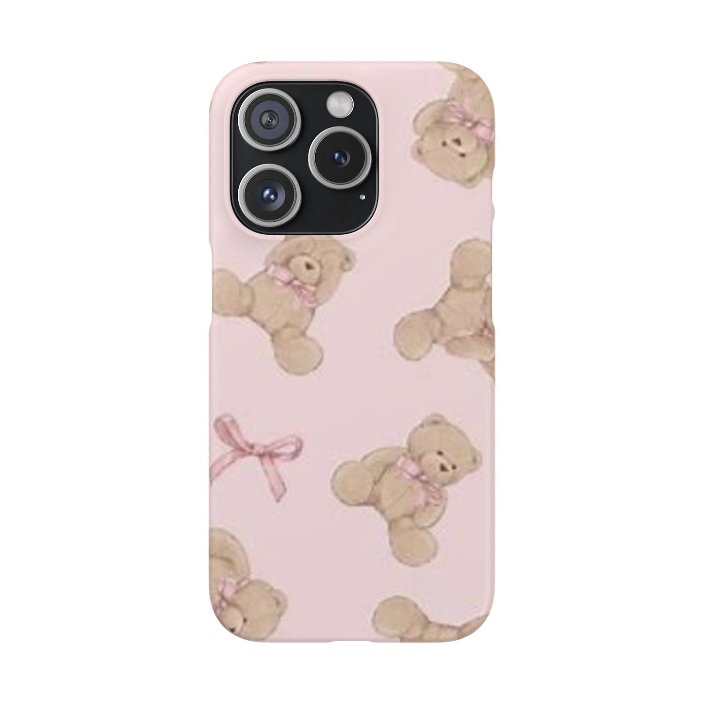 pink background teddy bear phone case