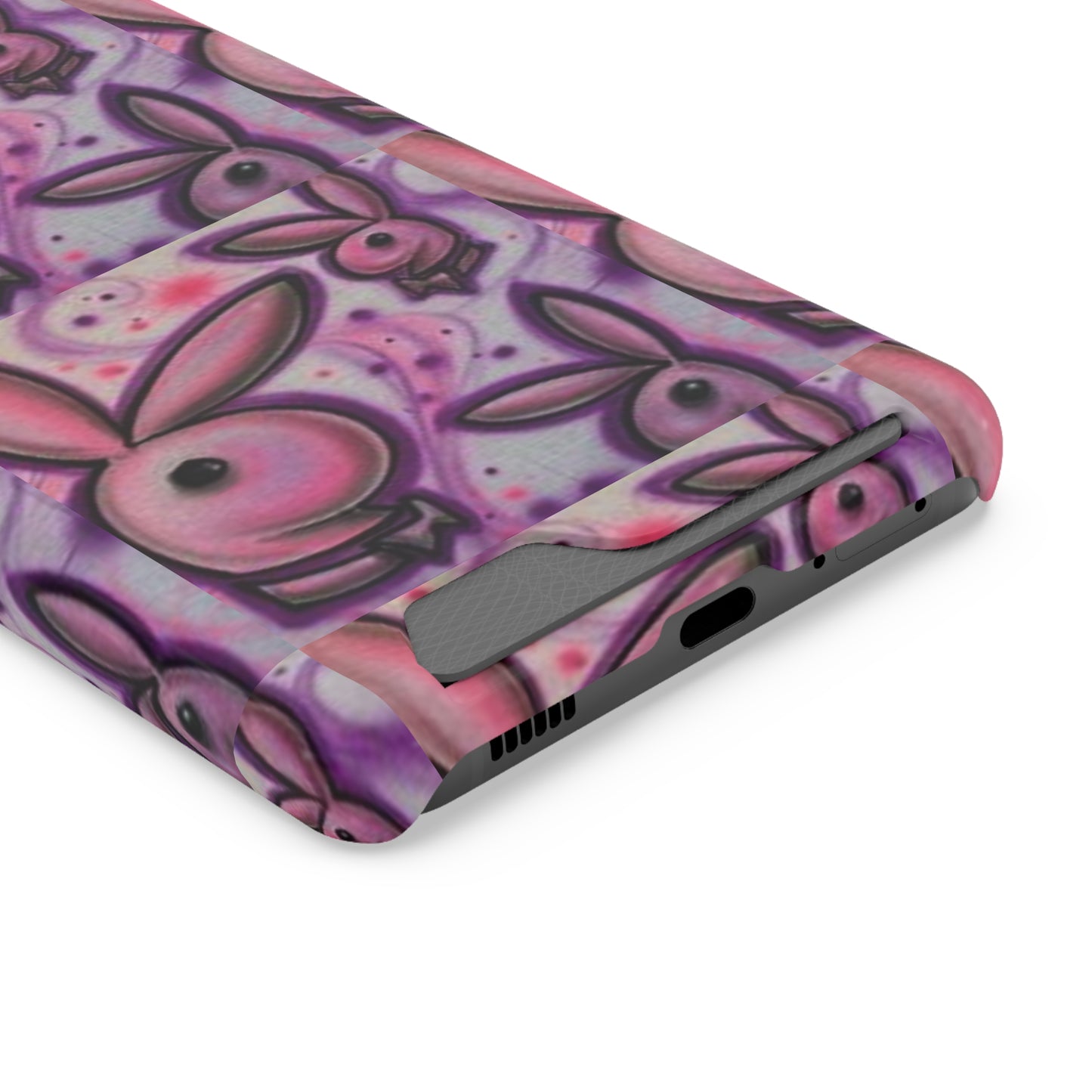 purple bunny Phone Case With Card Holder