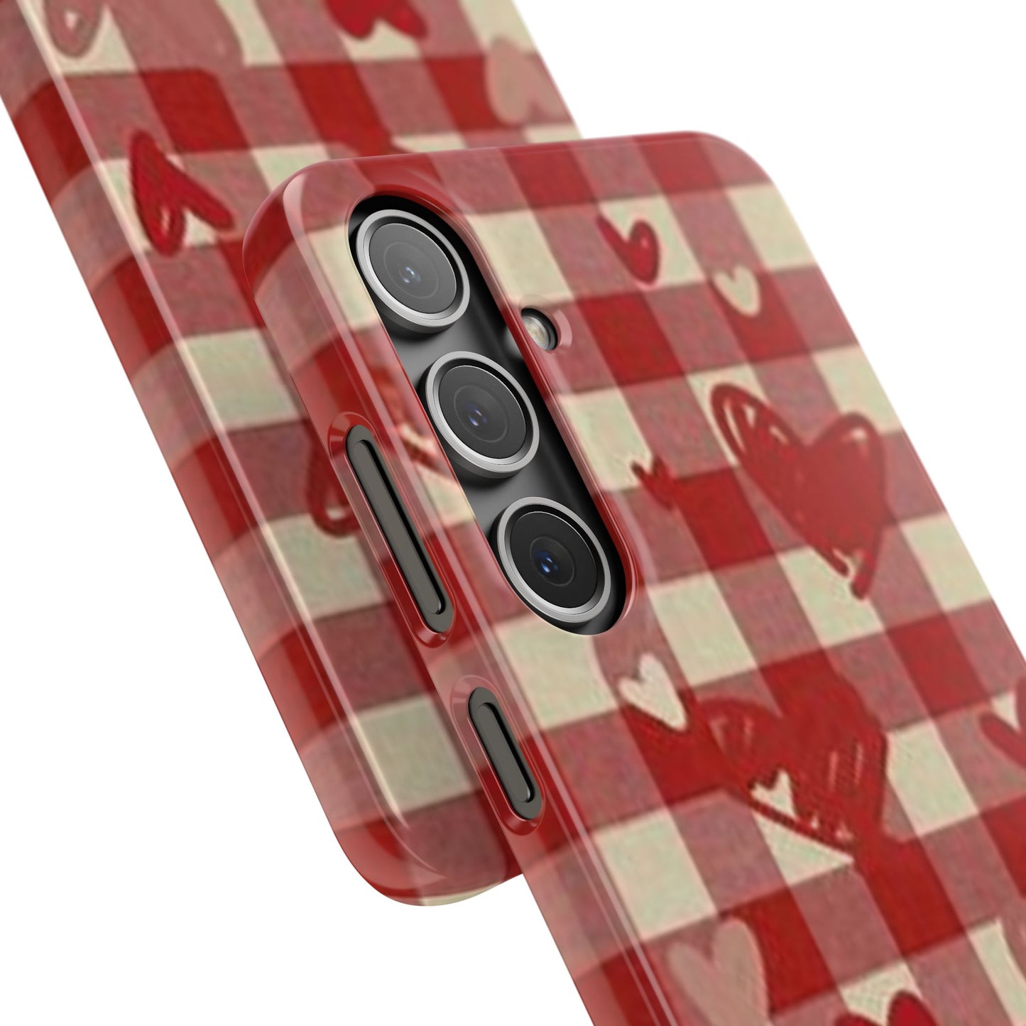 red plaid hearts phone case