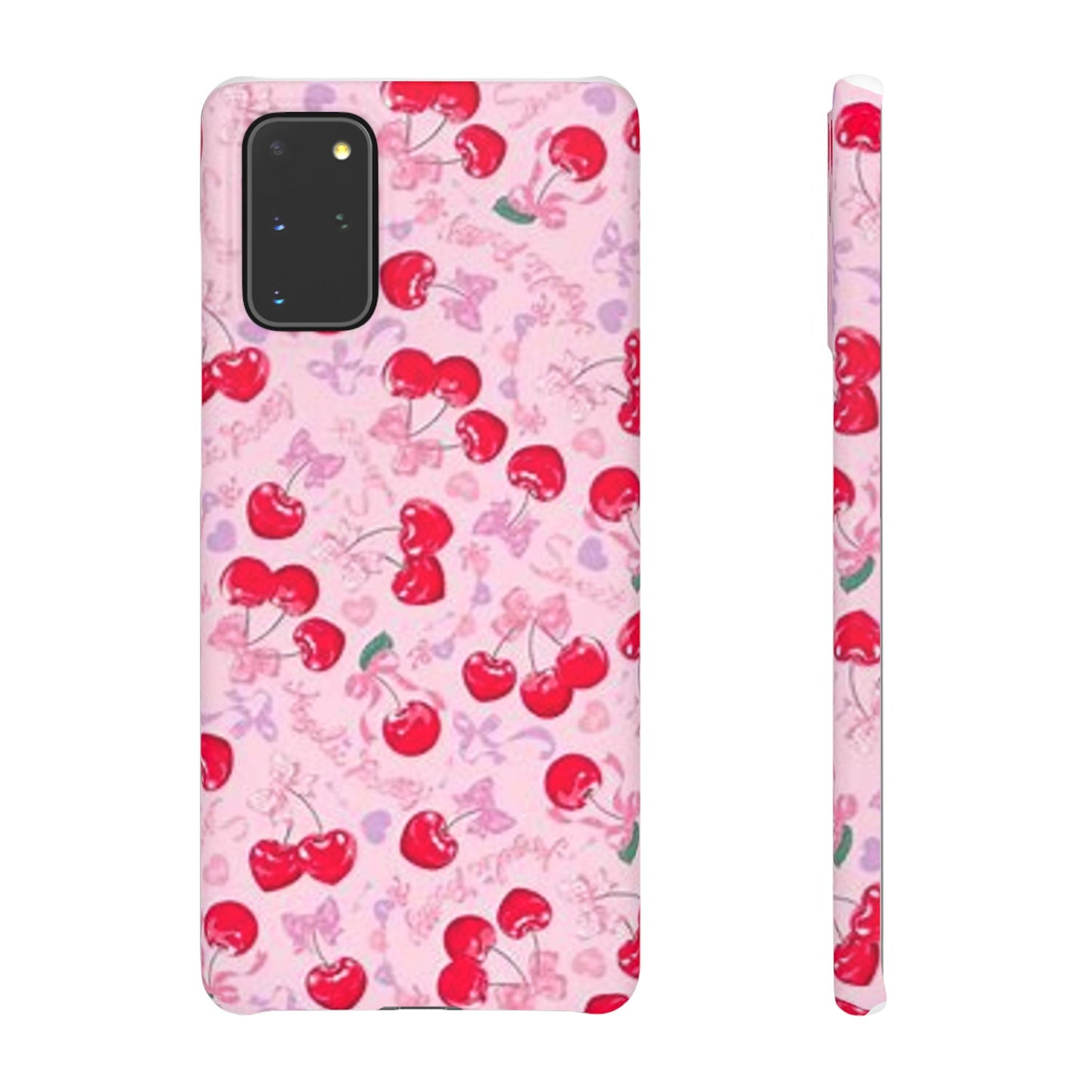 pink bow tied cherry pattern phone case