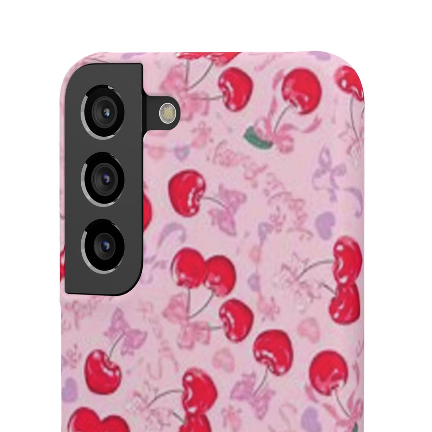 pink bow tied cherry pattern phone case