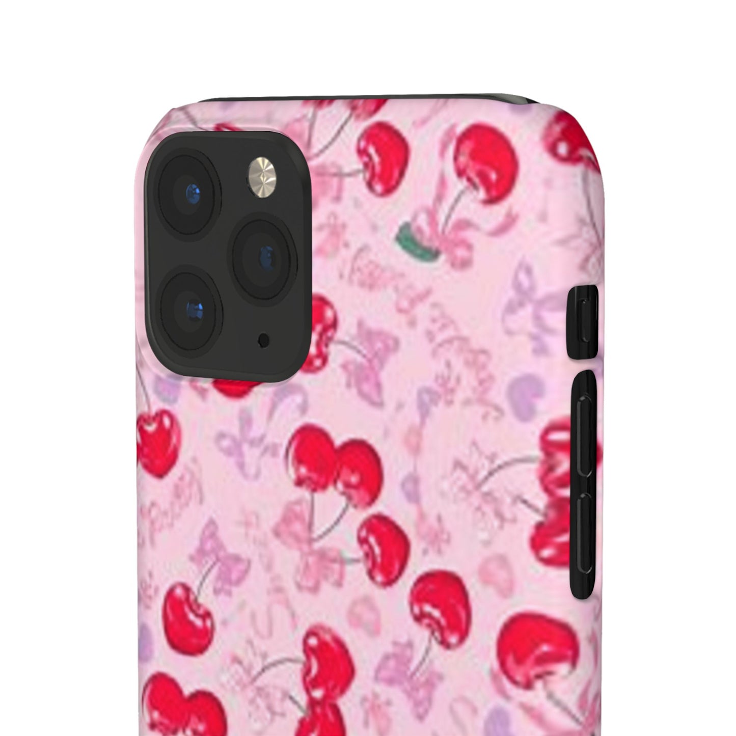 pink bow tied cherry pattern phone case