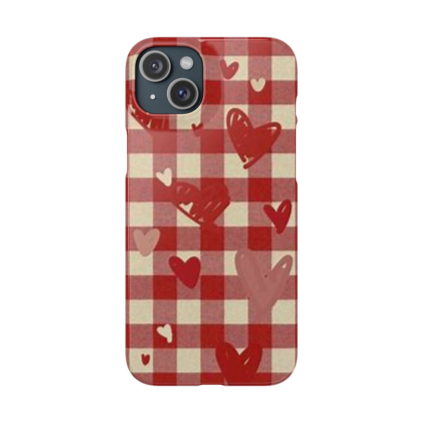 red plaid hearts phone case