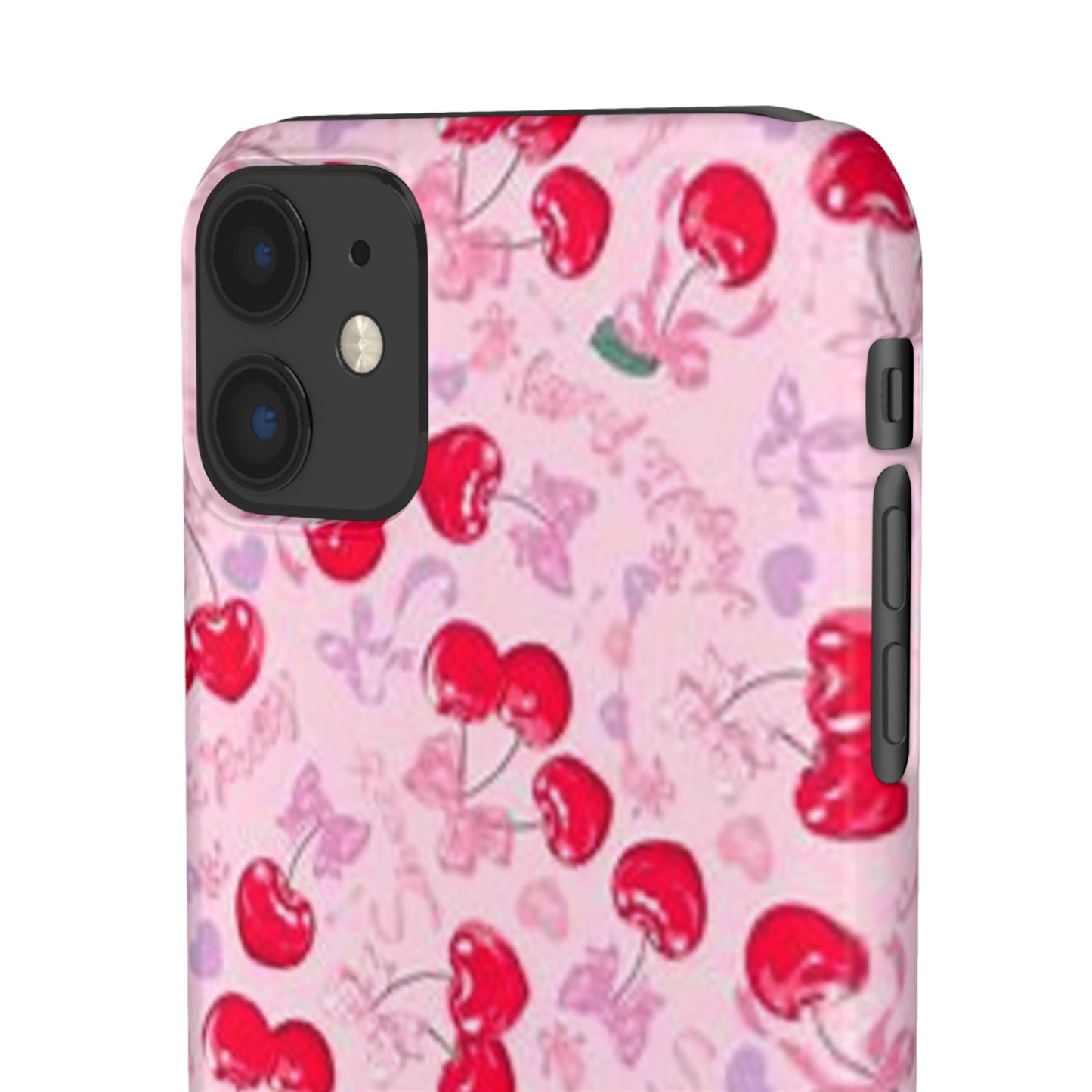 pink bow tied cherry pattern phone case