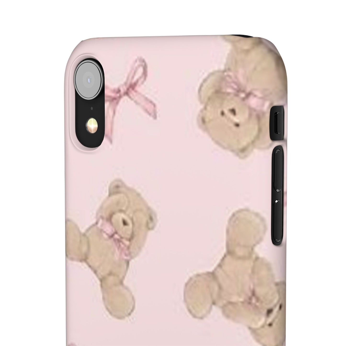 pink background teddy bear phone case