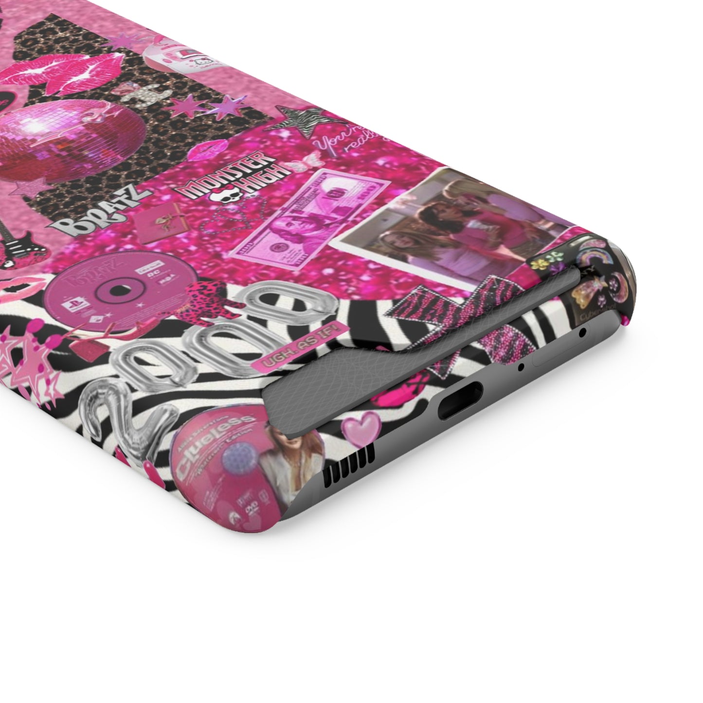 pink trashy Y2K Phone Case With Card Holder