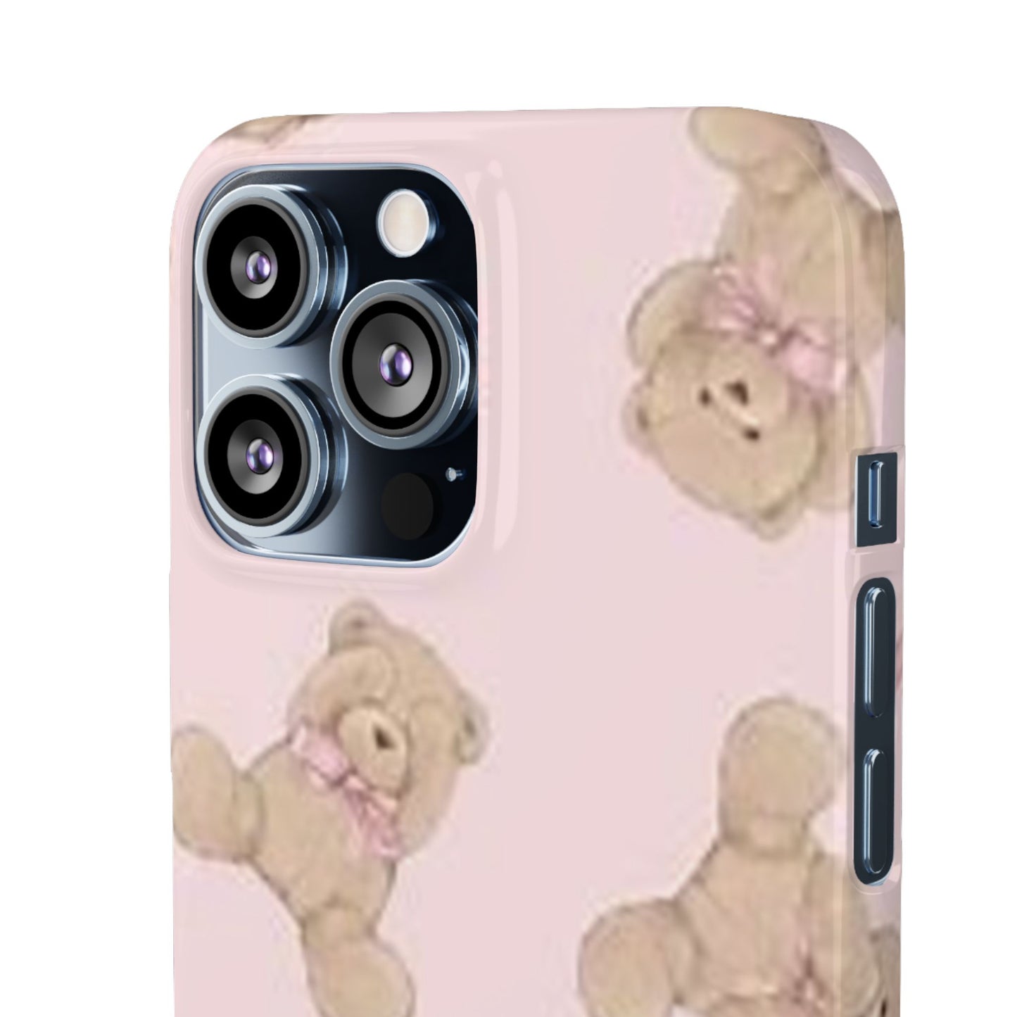 pink background teddy bear phone case